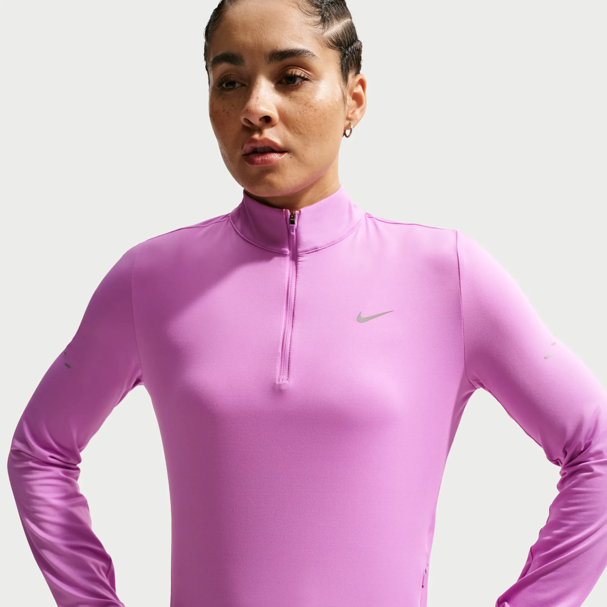 Nike Swift Women's Dri-FIT UV 1/4-Zip Running Top - Purple - Polyester/Elastane