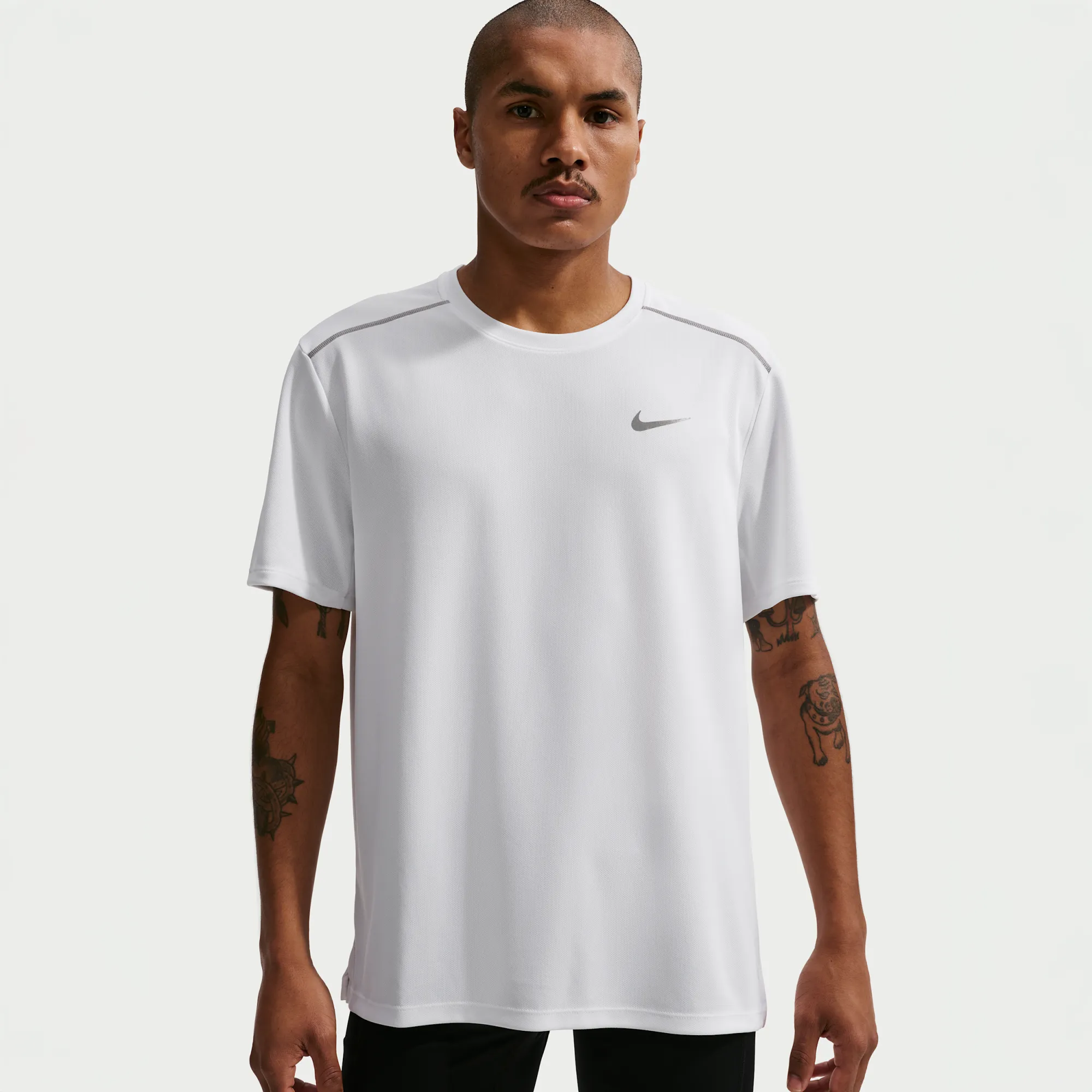 Nike Miler Men's Dri-FIT UV-Protection Short-Sleeve Running Top - White - Polyester