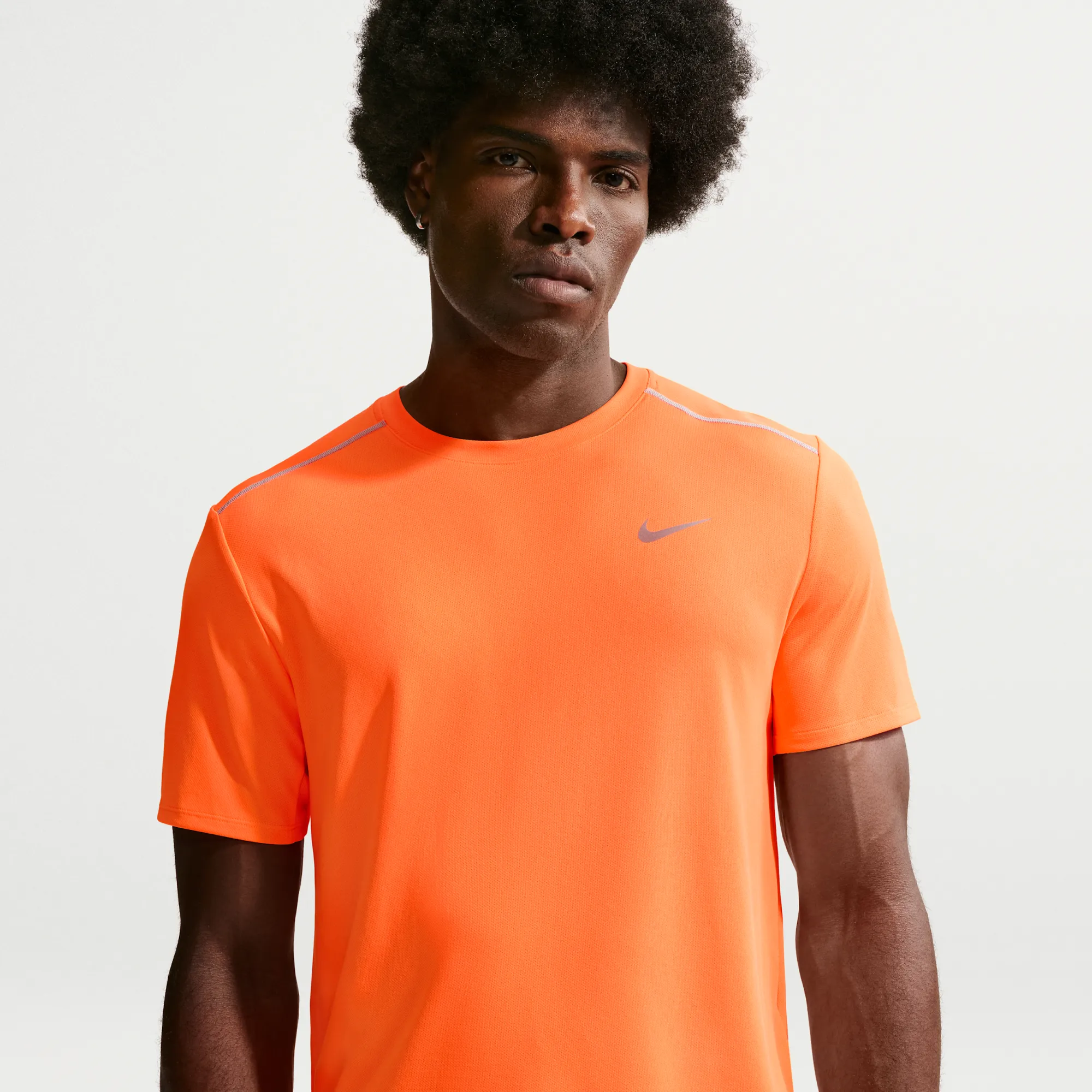 Nike Miler Men's Dri-FIT UV-Protection Short-Sleeve Running Top - Orange - Polyester