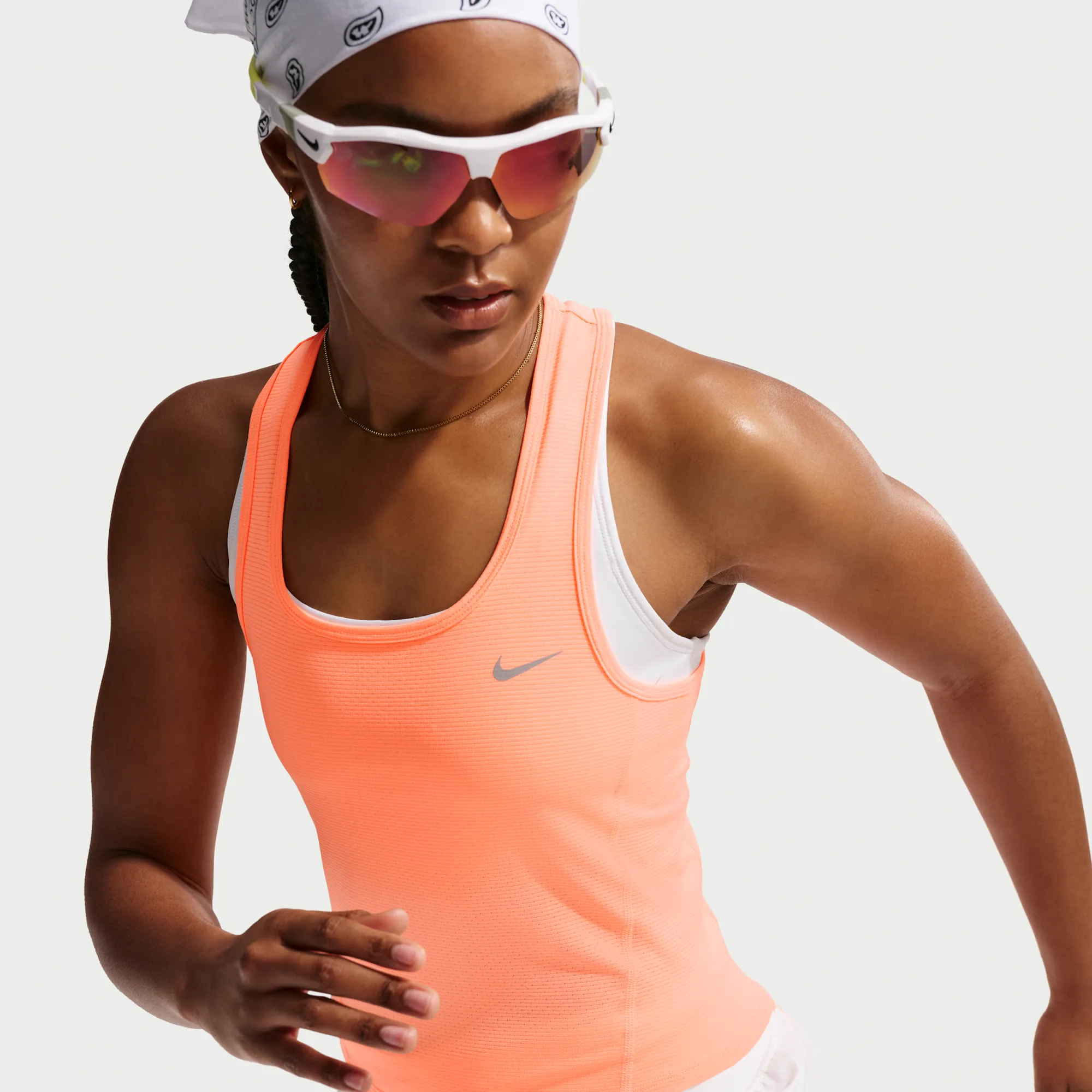 Nike Tempo Women's Dri-FIT Cropped Mesh Tank Top - Orange - Polyester/Elastane