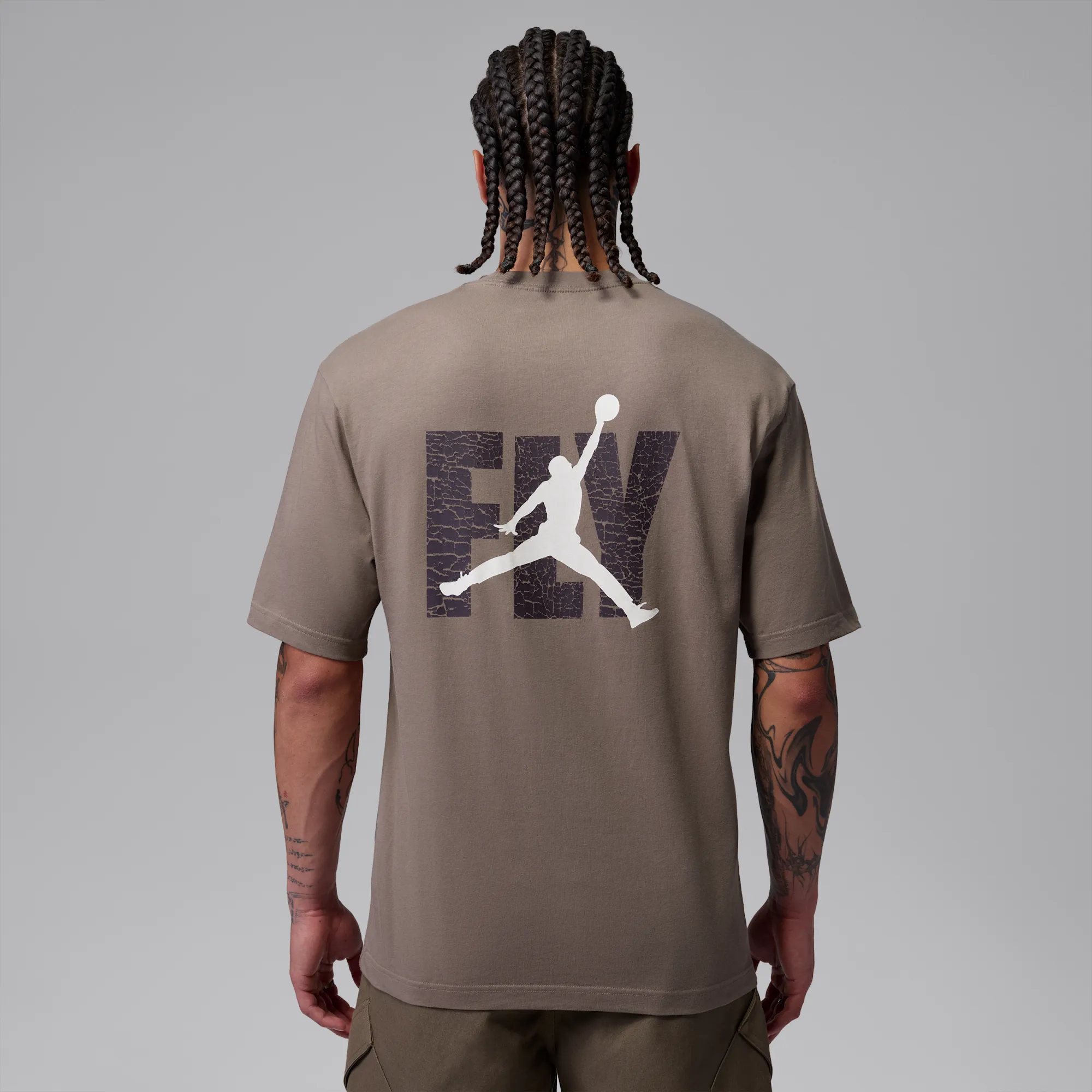 Nike Jordan Men's Graphic T-Shirt - Grey - Cotton