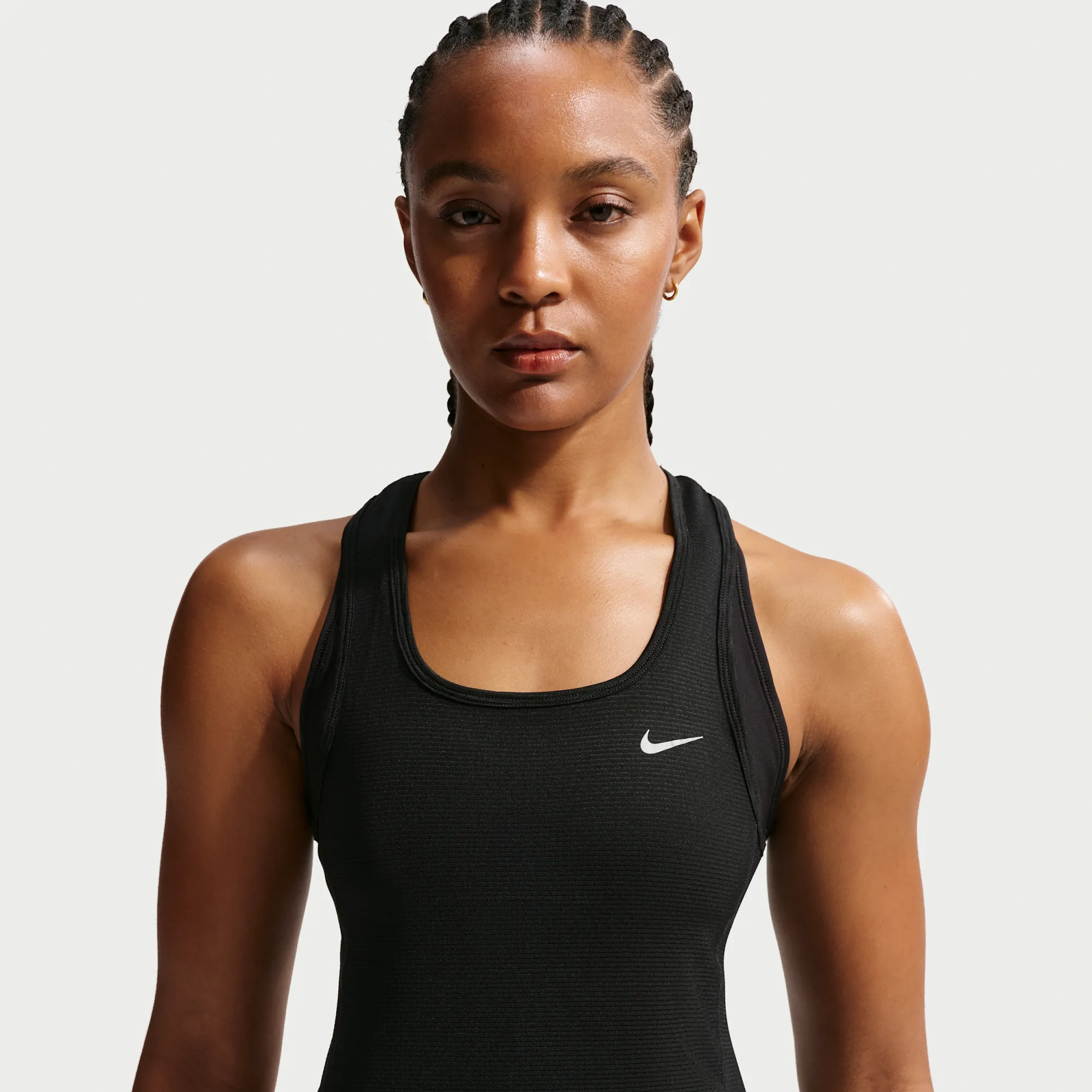 Nike Tempo Women's Dri-FIT Cropped Mesh Tank Top - Black - Polyester/Elastane