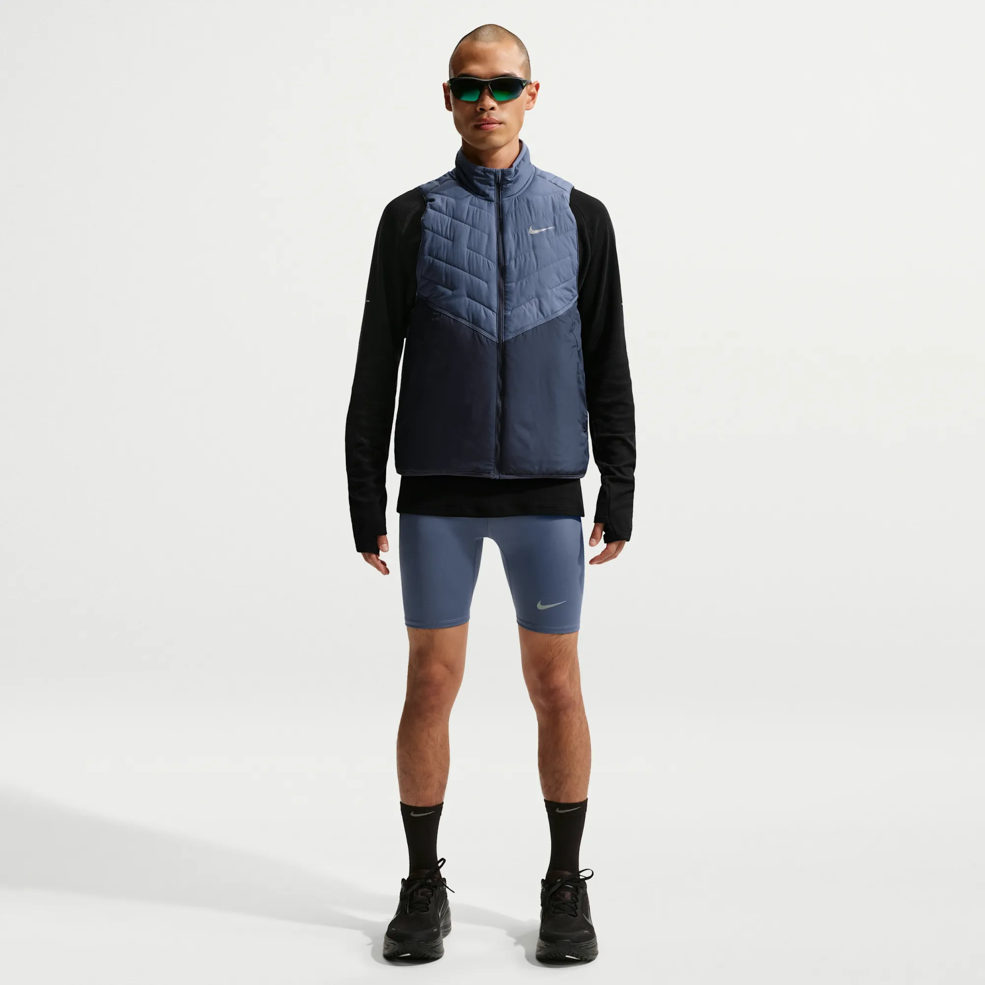 Nike Fast Men's Dri-FIT Brief-Lined Running 1/2-Length Tights - Blue - Polyester/Elastane