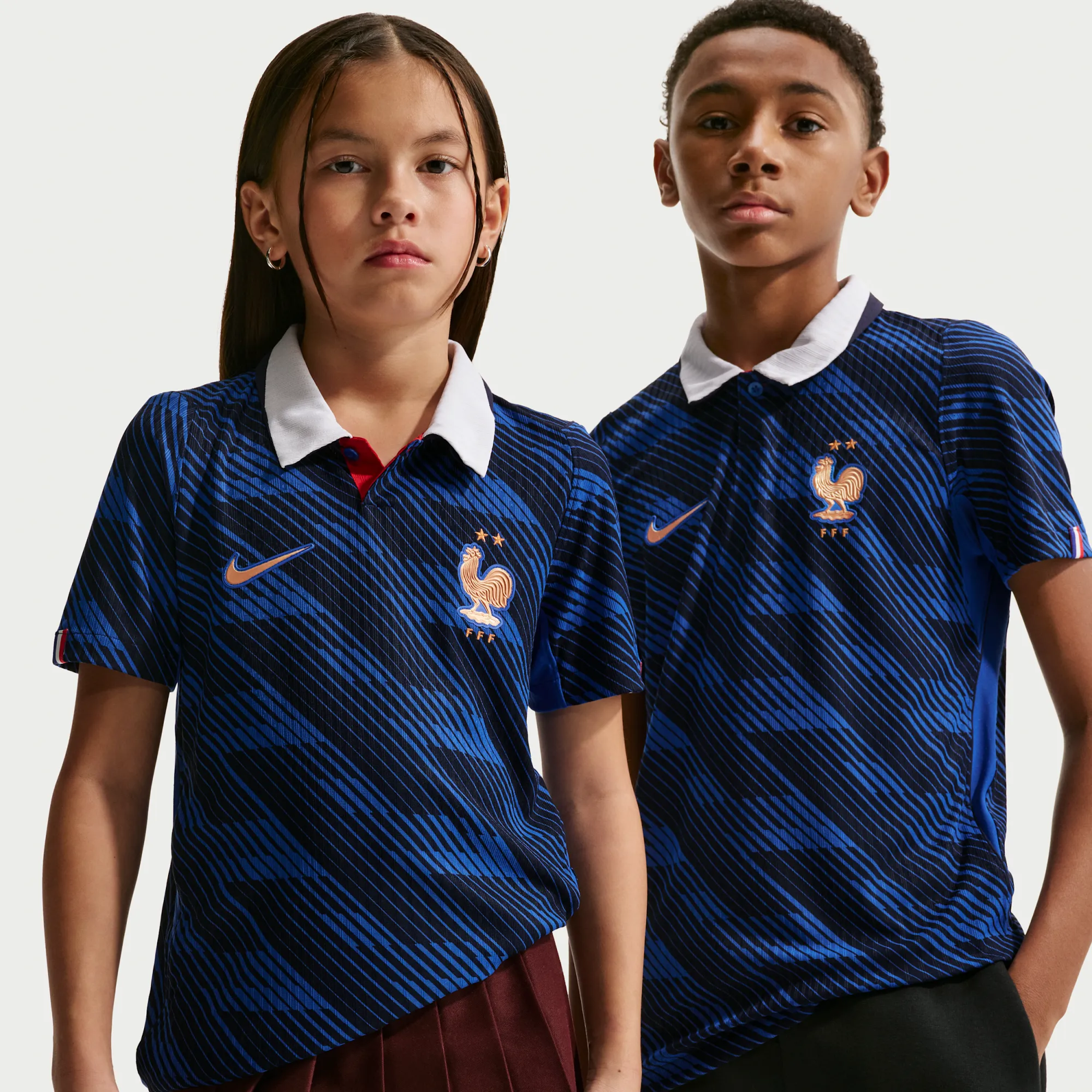 FFF 2026/27 Match Home Older Kids' Nike Aero-FIT Football Authentic Jersey - Blue - Polyester