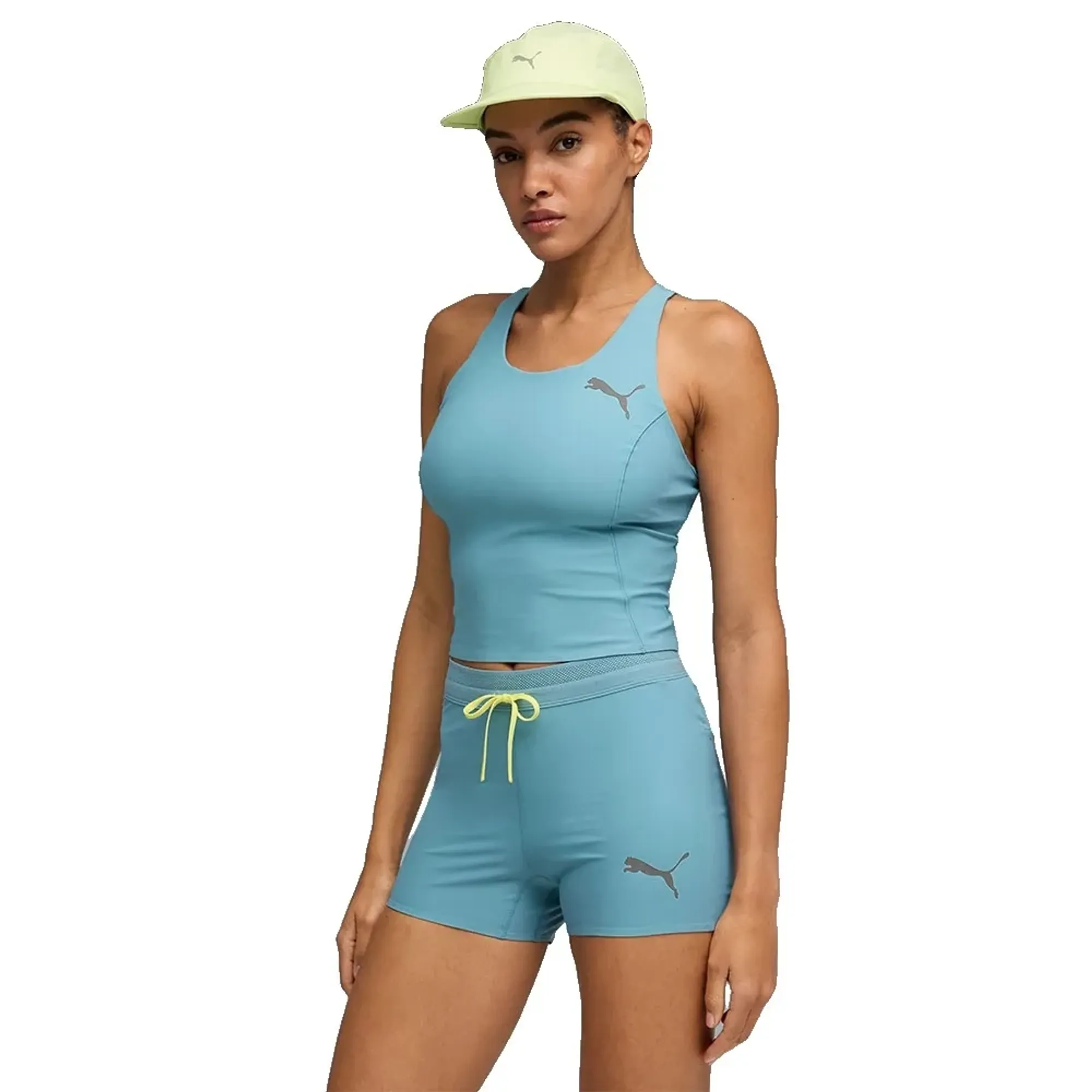 PUMA Lightspeed Crop Top Running Tank Top Women in Blue | Size Large