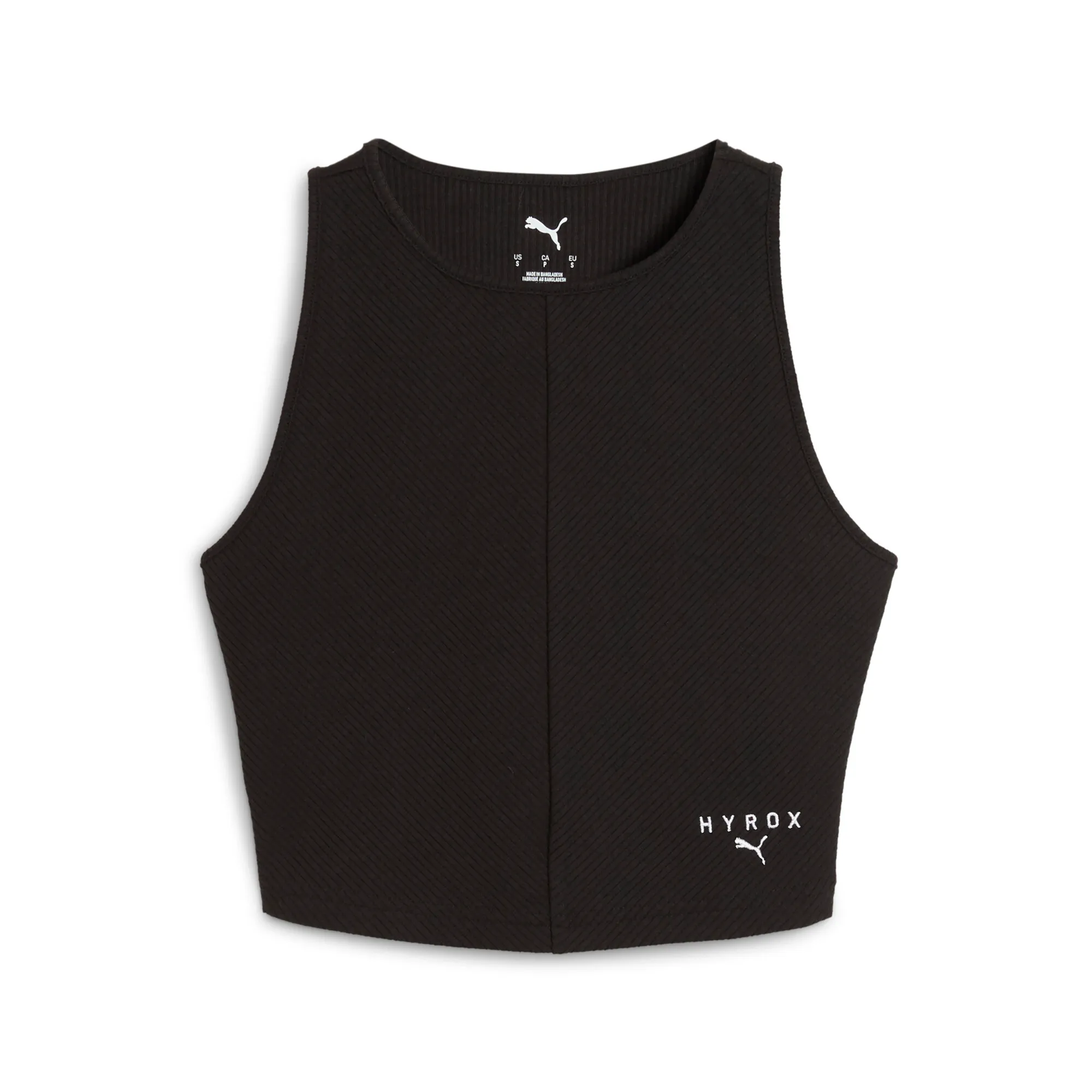 PUMA x HYROX Rib Cropped Tank Top Women in Black | Size Large