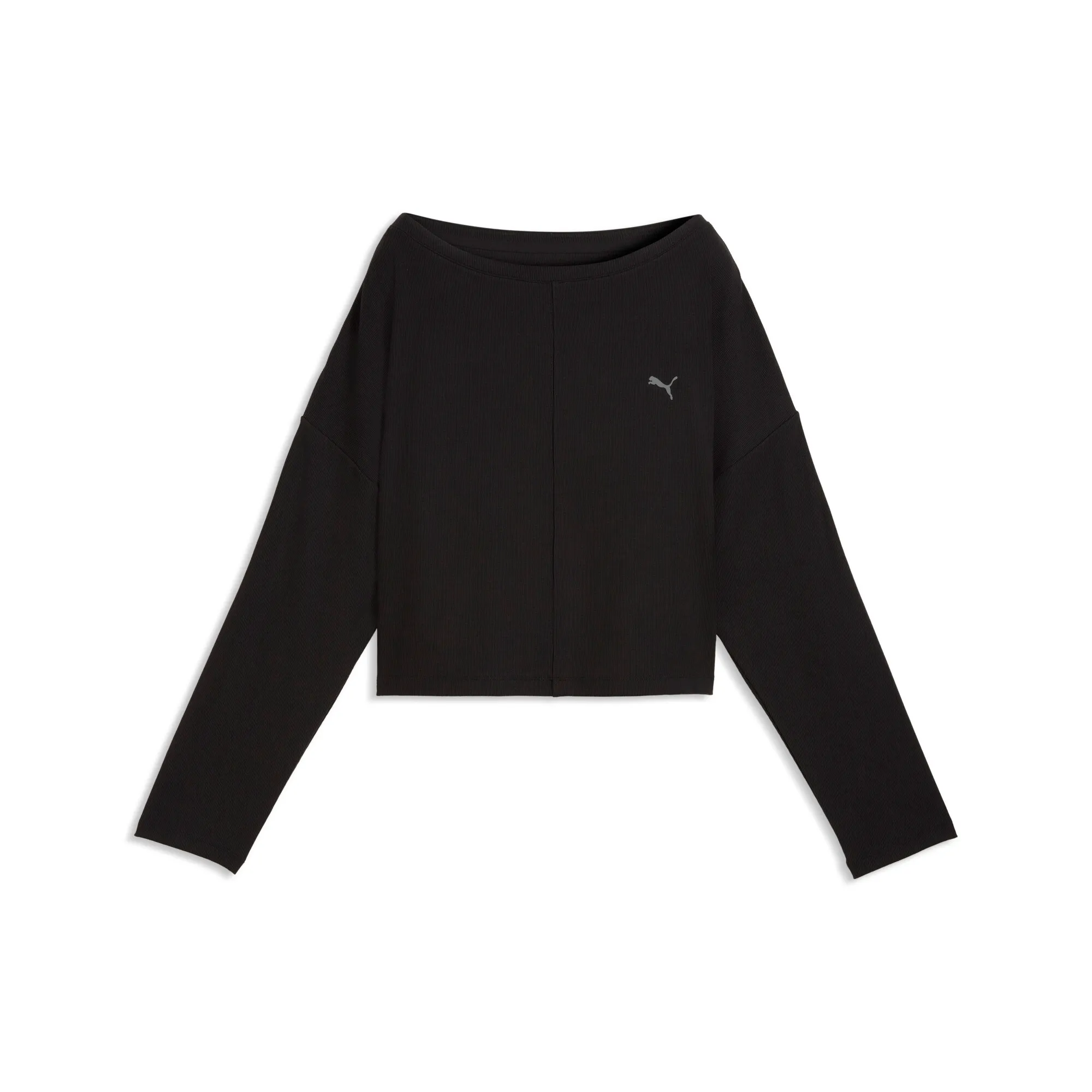 PUMA CLOUDSPUN Rib Slouch Boxy T-Shirt Women in Black | Size 3XL