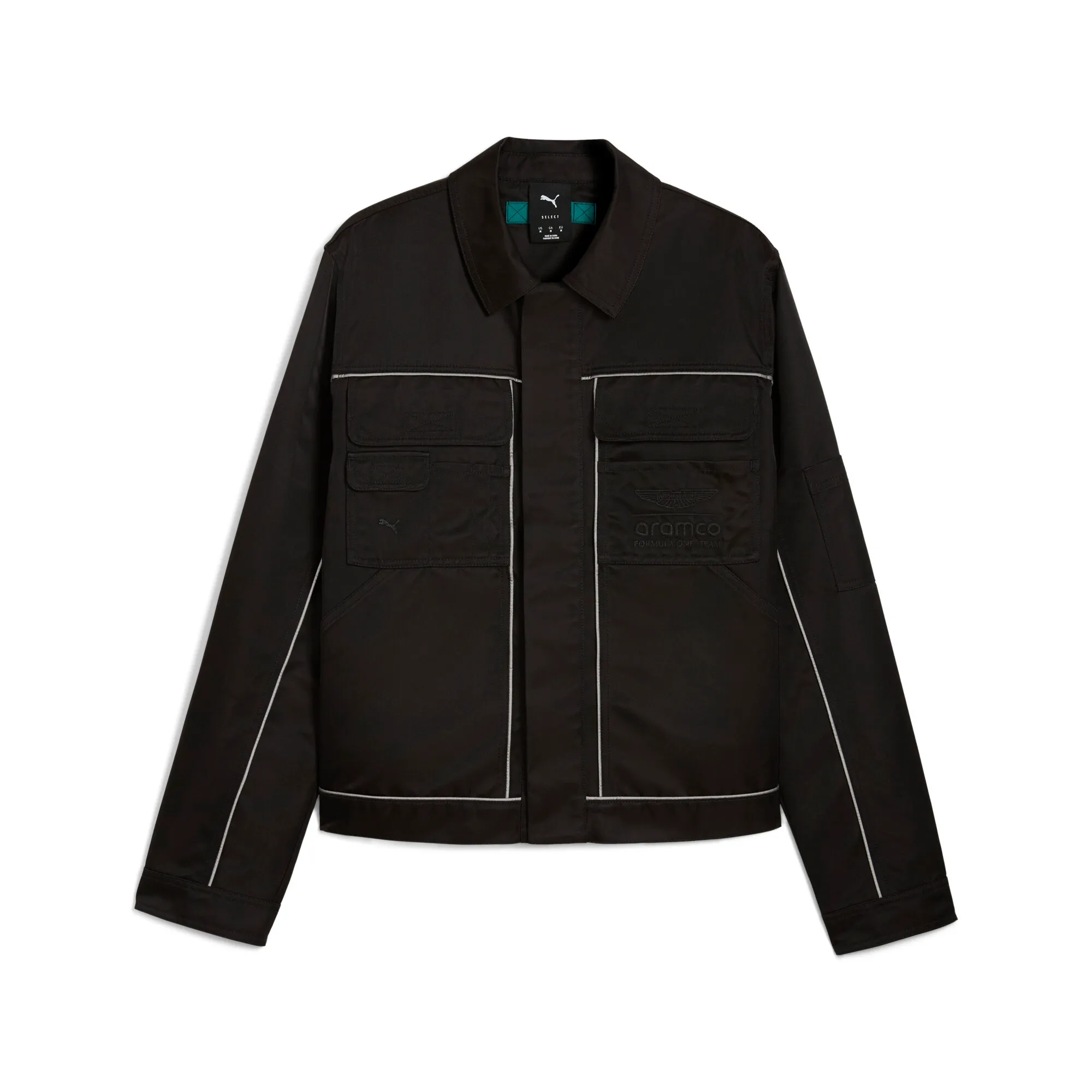 PUMA x ASTON MARTIN ARAMCO F1Â® TEAM Full-Zip Gear Jacket Men in Black | Size Large