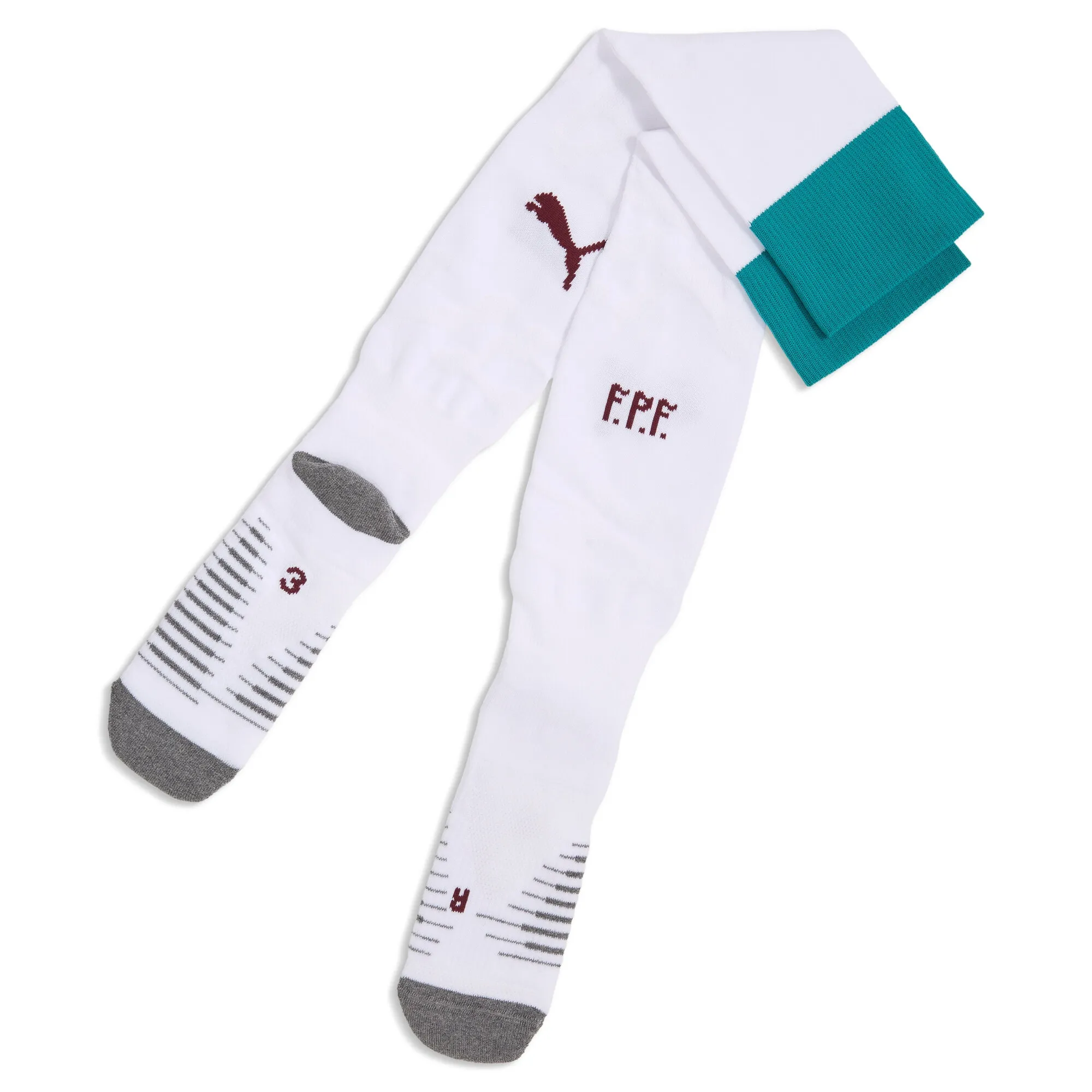 PUMA Portugal 2026 Striped Football Socks Men in White | Size 12-14
