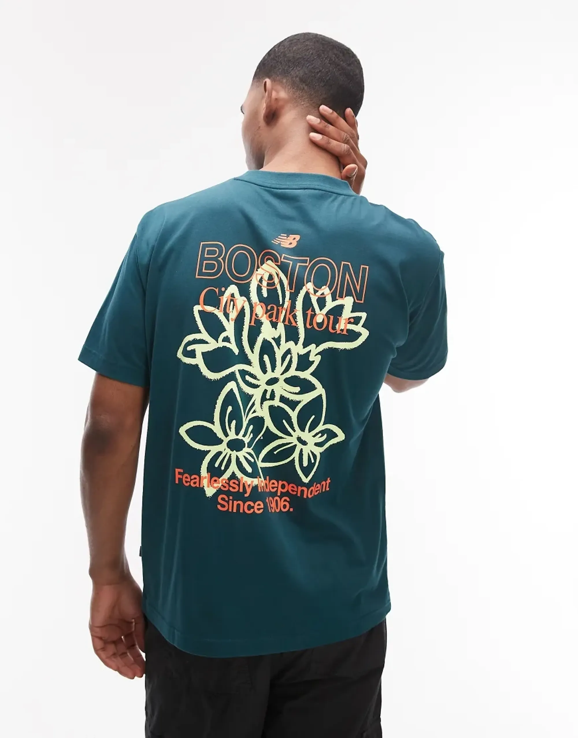 New Balance Boston City Run T-Shirt In Dark Green