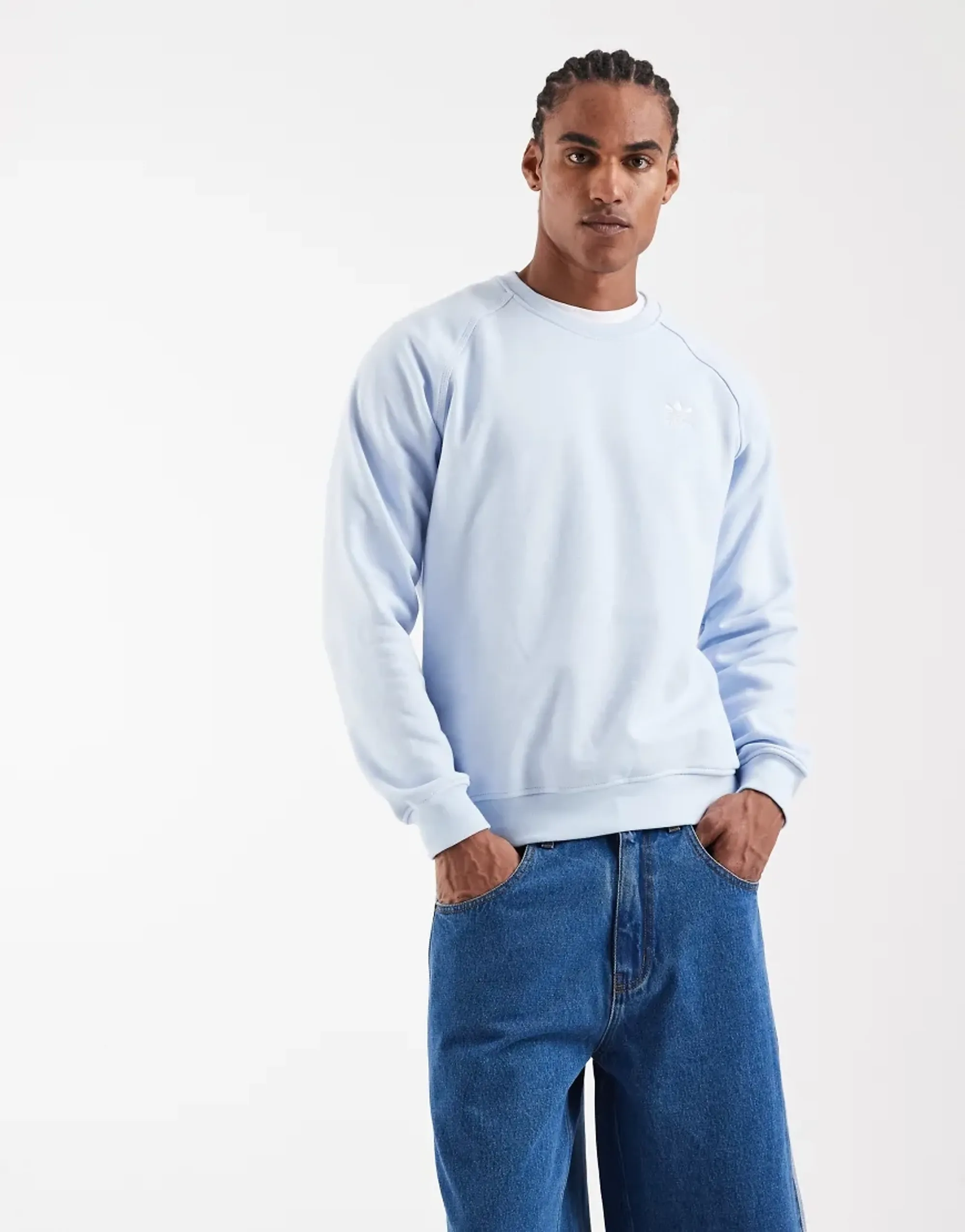 Adidas Originals Essential Crew Neck Sweatshirt In Light Blue