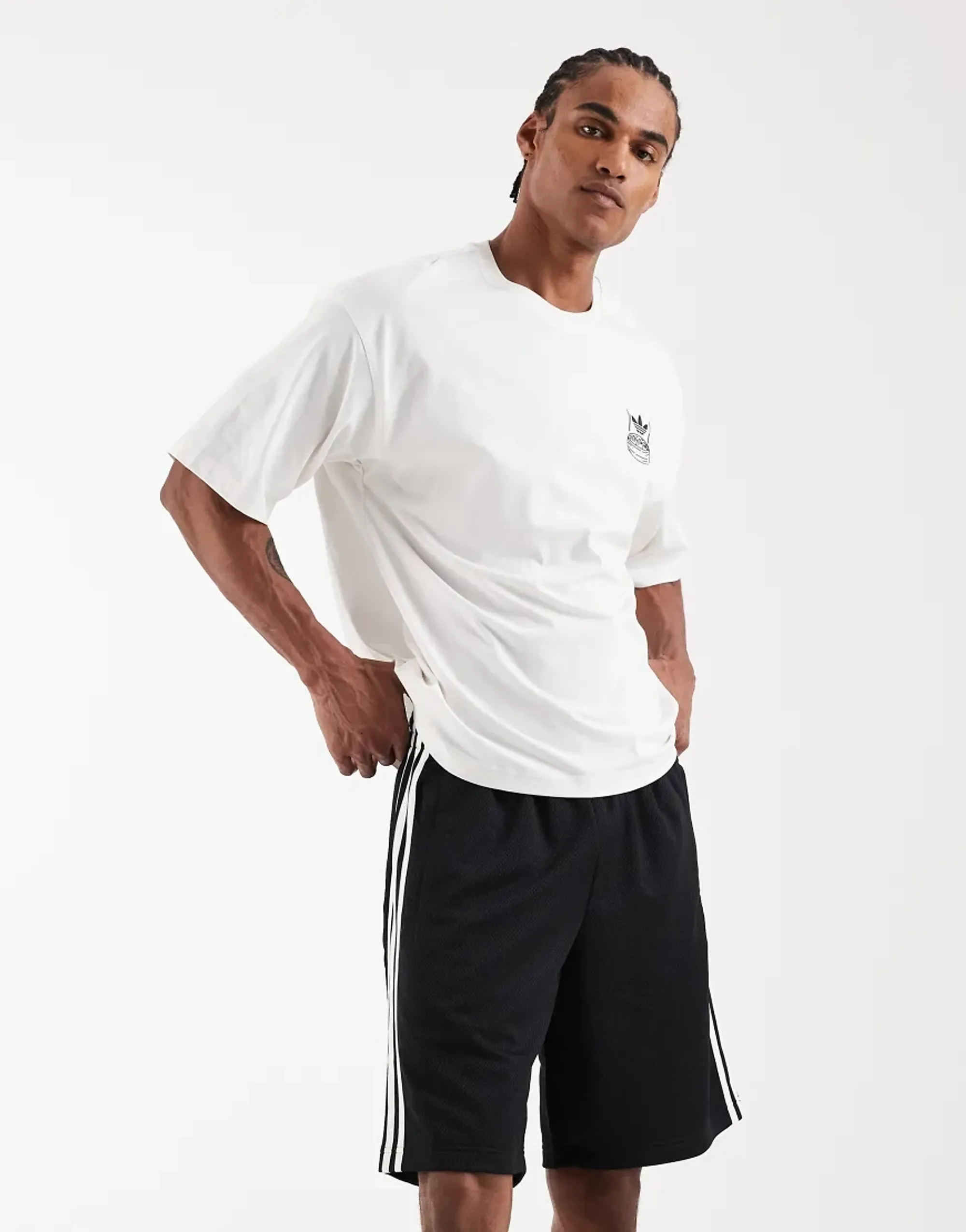 Adidas Originals Three Stripe Shorts In Black