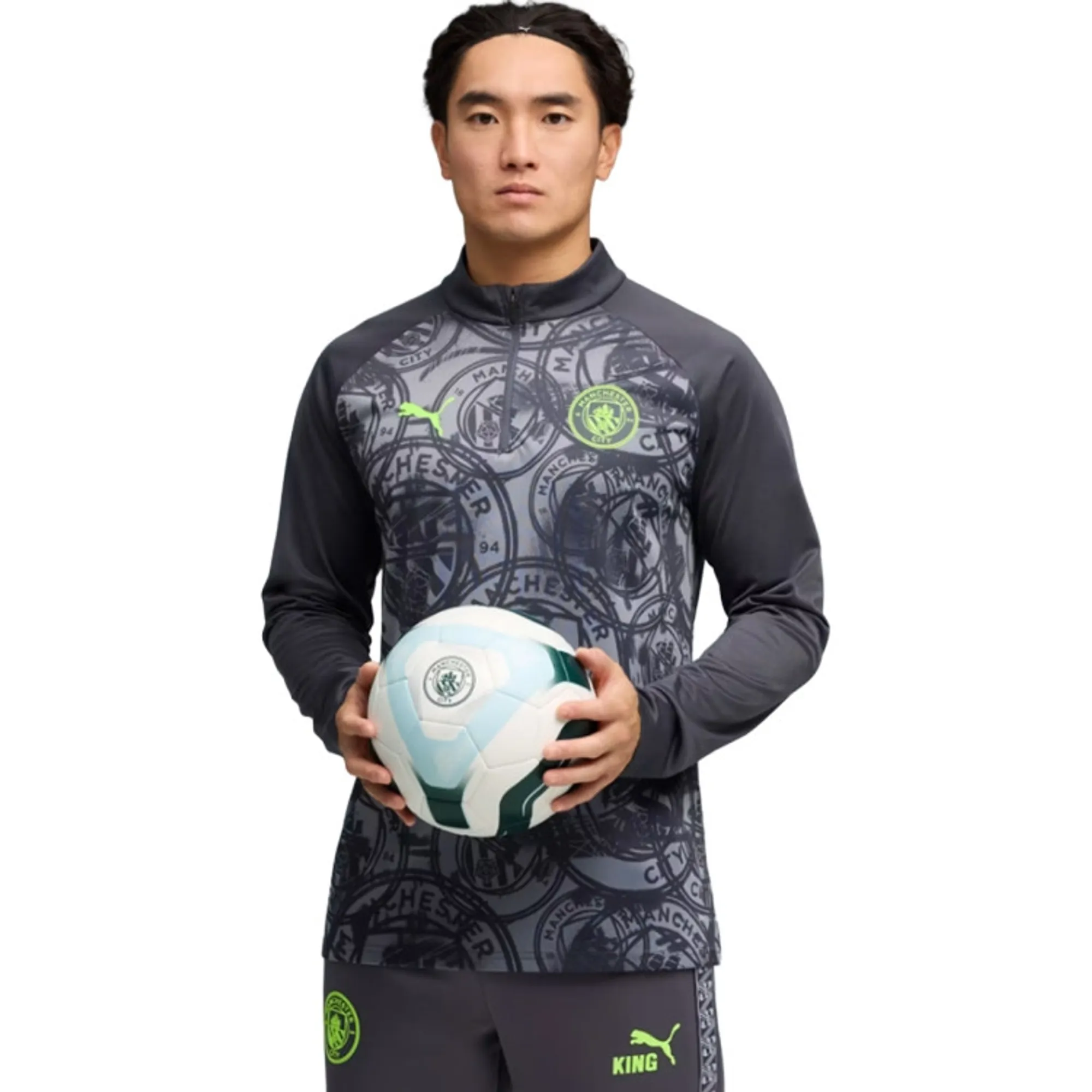 PUMA Manchester City Warmup Quarter-Zip Top Men in Gray | Size Large