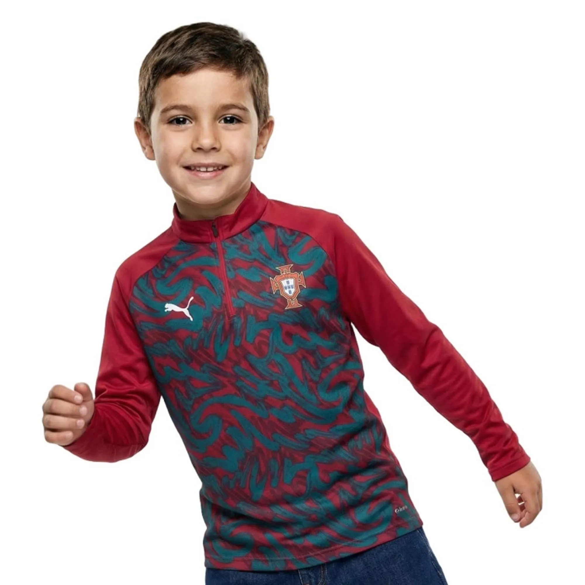 PUMA Portugal Warmup Quarter-Zip Top Youth in Red | Size 11-12 Youth