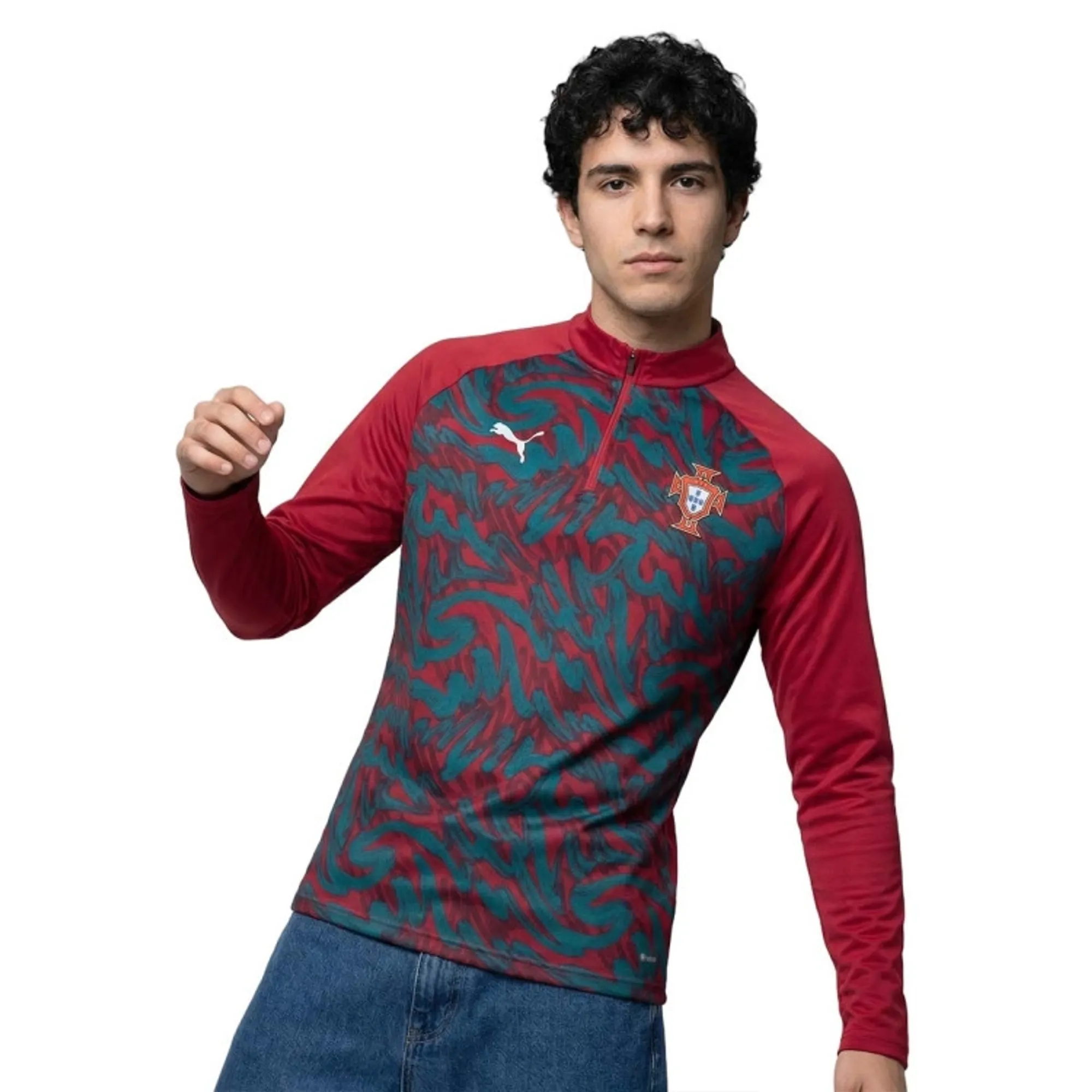 PUMA Portugal Warmup Quarter-Zip Top Men in Red | Size 3XL