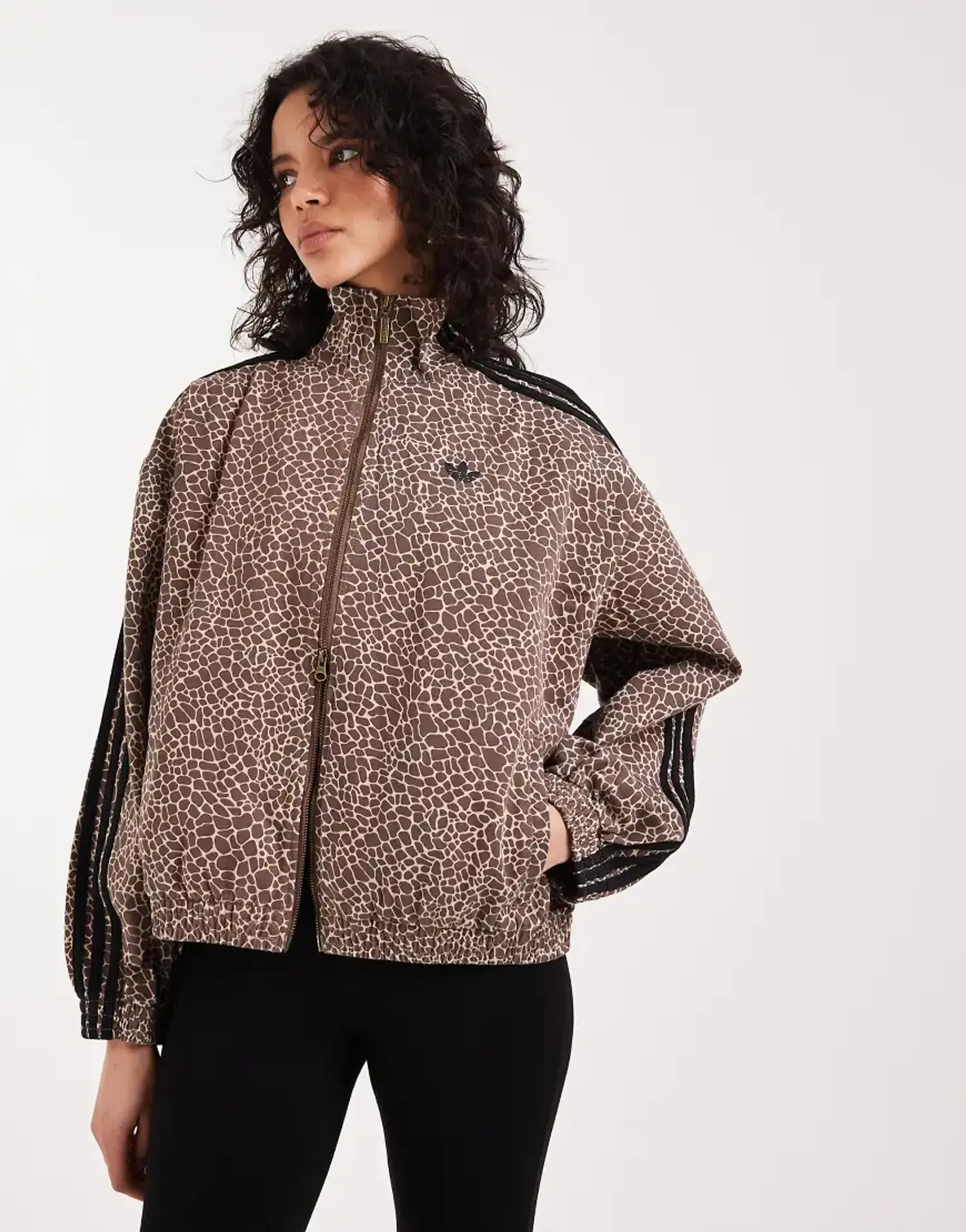 adidas Originals Womens Firebird Denim Jacket Leopard Print