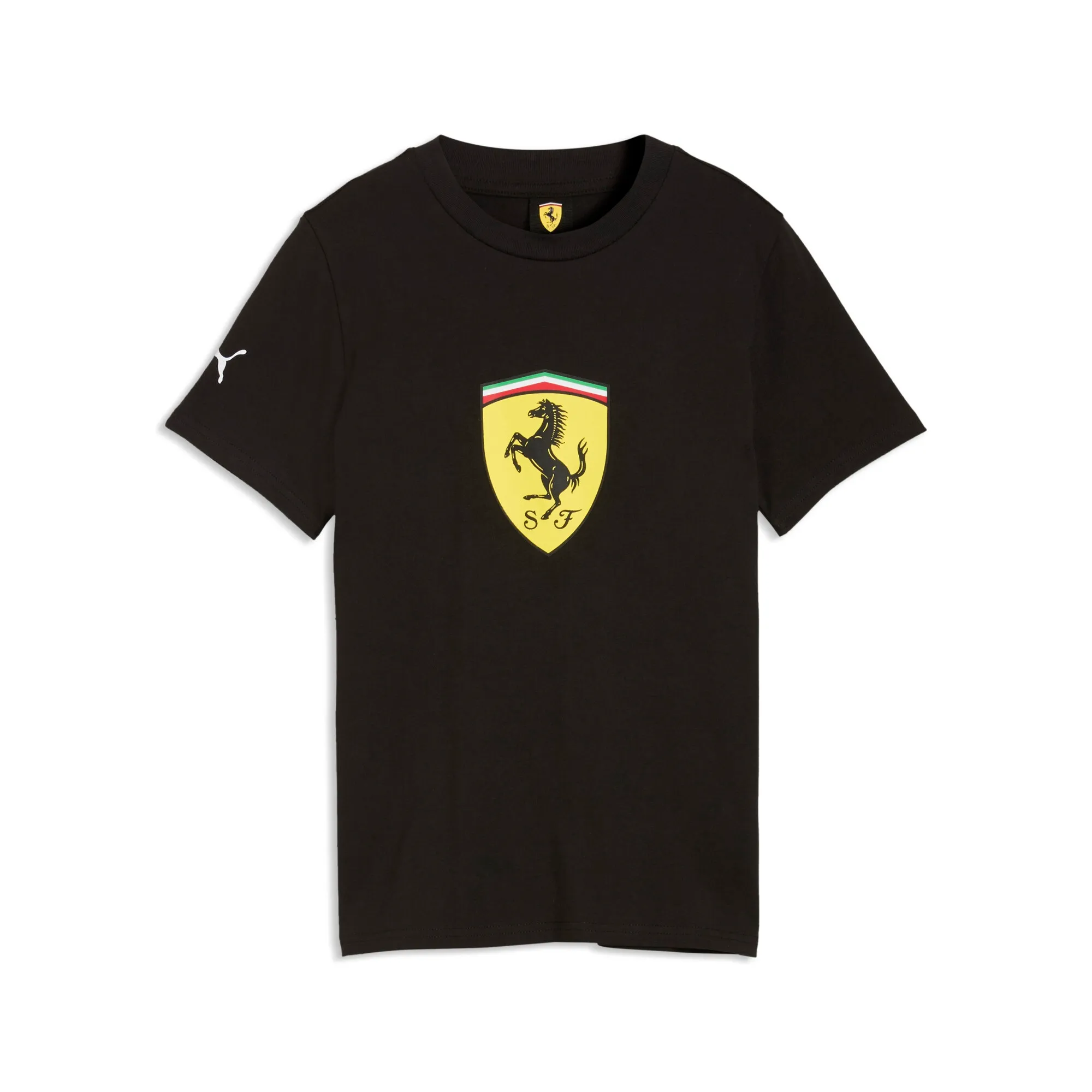 PUMA Scuderia Ferrari Coloured Shield T-Shirt Youth in Black | Size 11-12 Youth