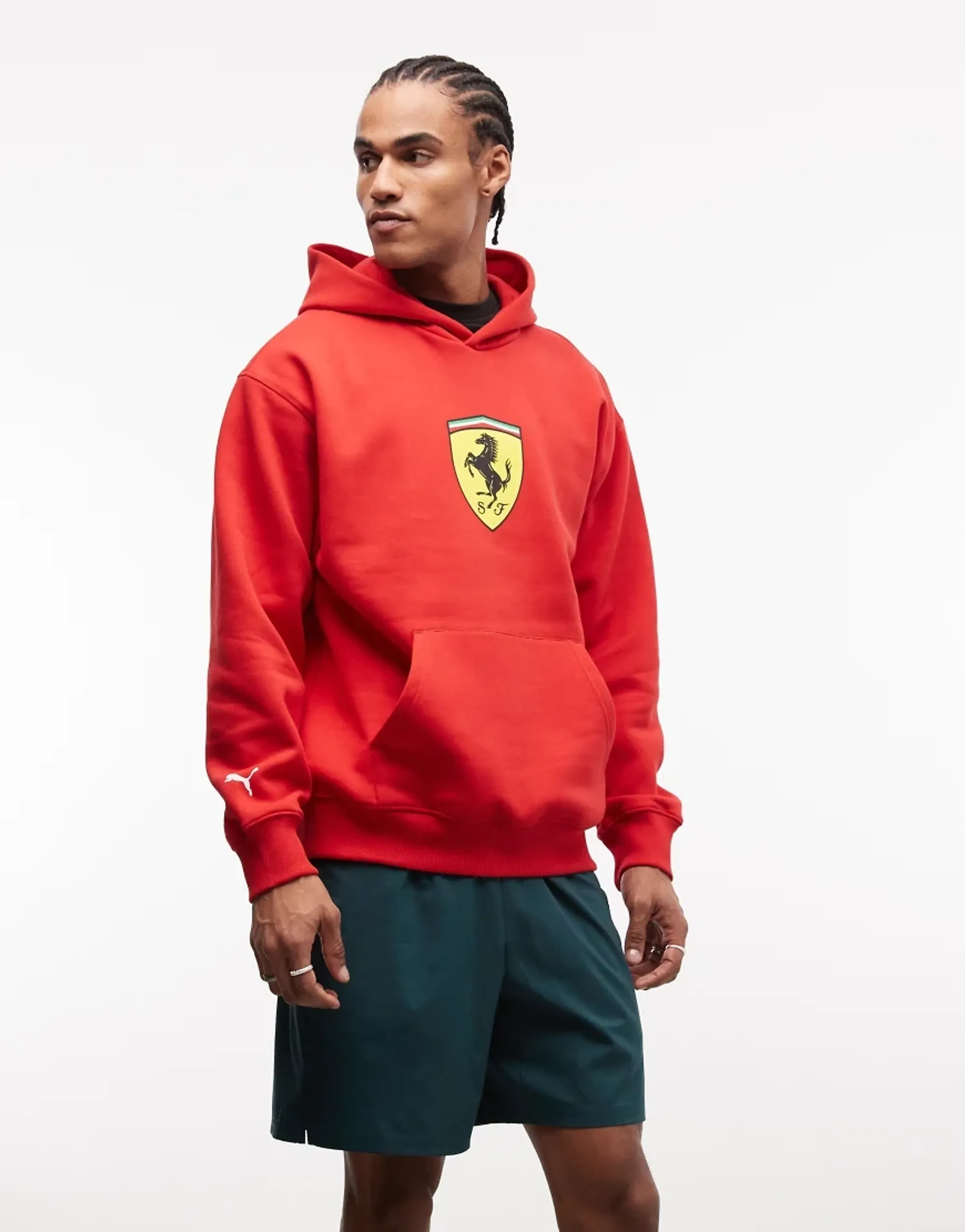 PUMA Scuderia Ferrari Shield Hoodie Men in Red | Size Large