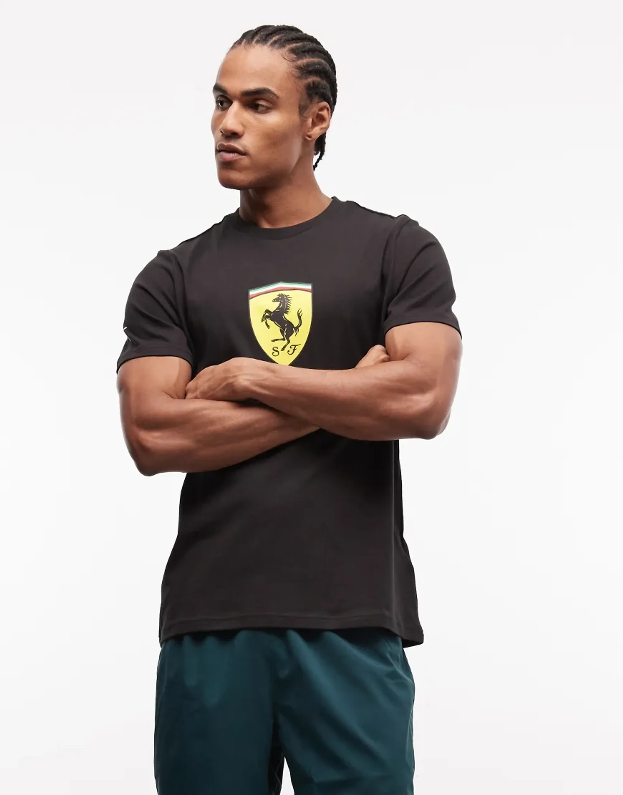PUMA Scuderia Ferrari Coloured Shield T-Shirt Men in Black | Size Large
