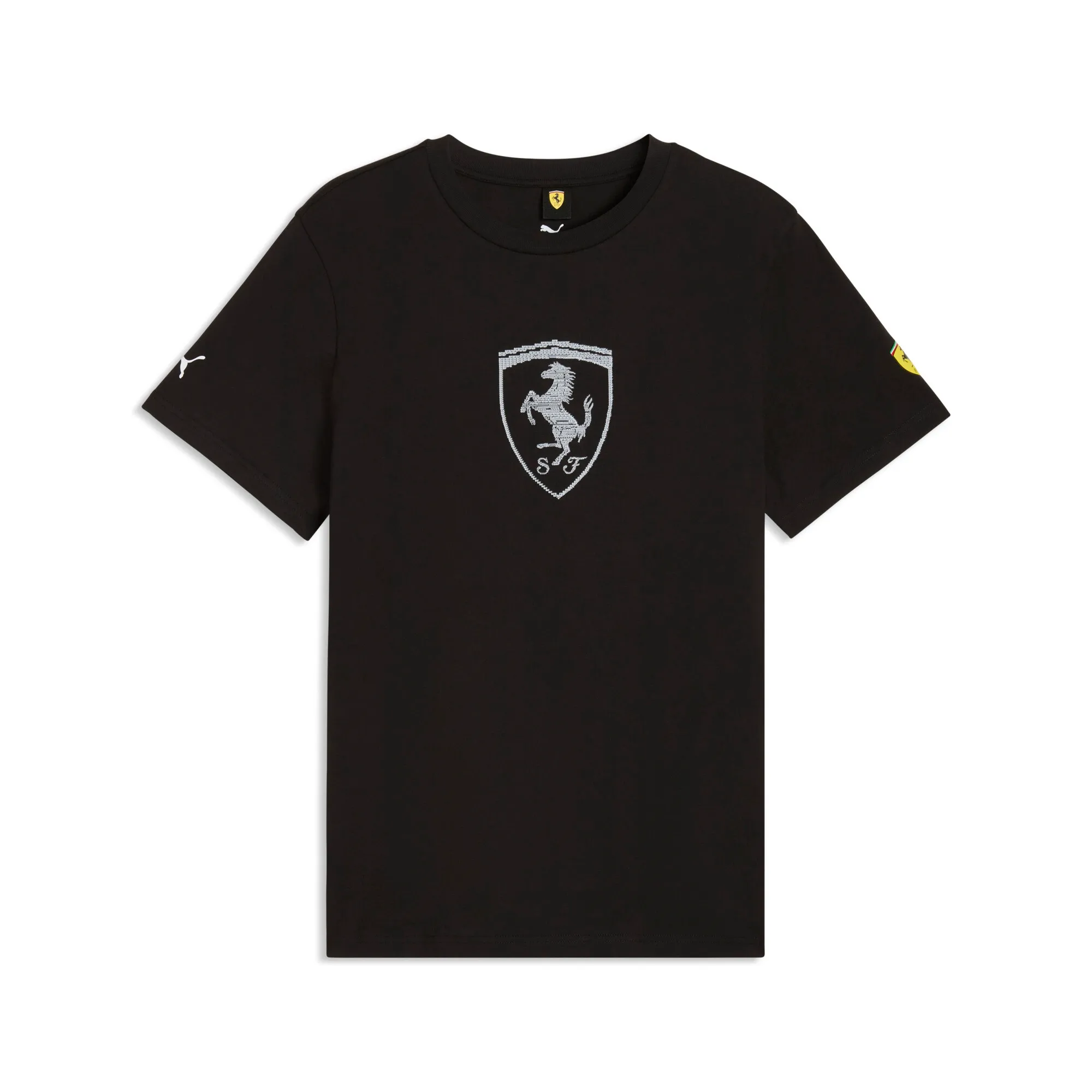 PUMA Scuderia Ferrari Tonal Shield T-Shirt Men in Black | Size Large
