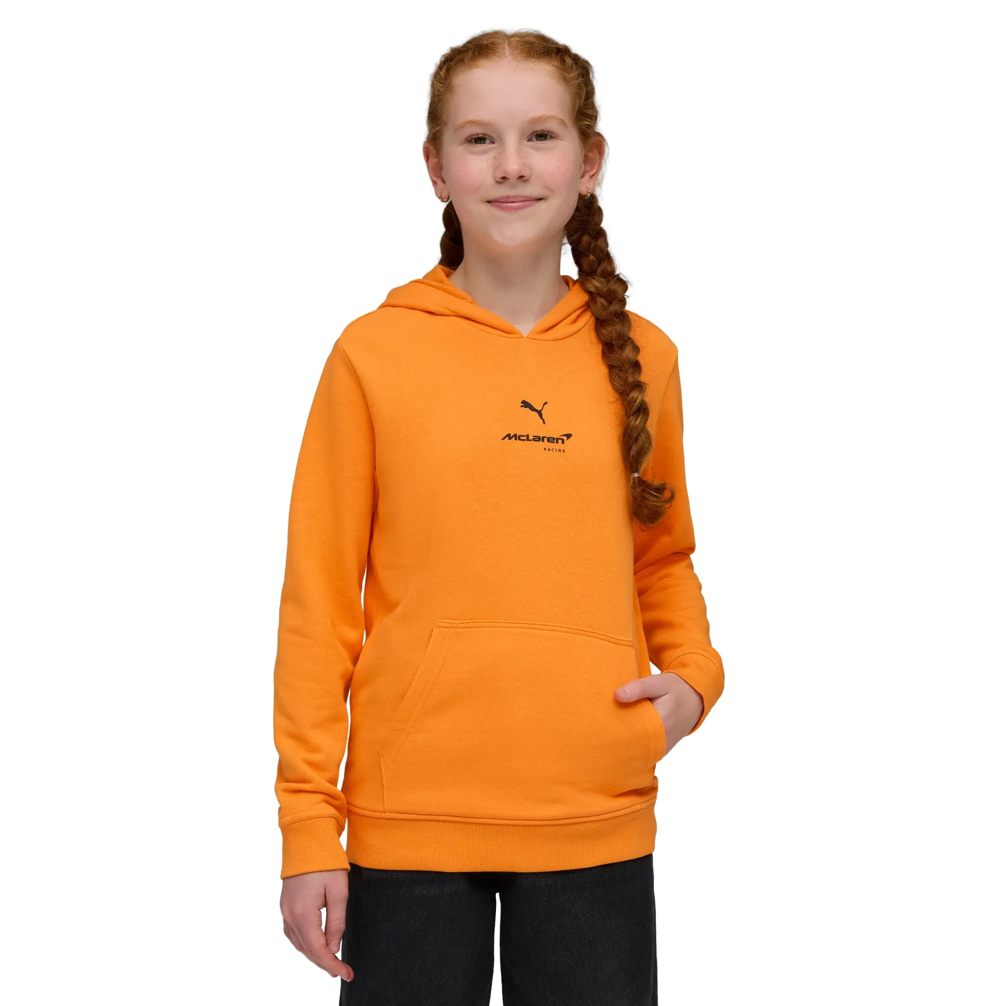 PUMA McLAREN RACING Essentials Hoodie Youth in Orange | Size 11-12 Youth