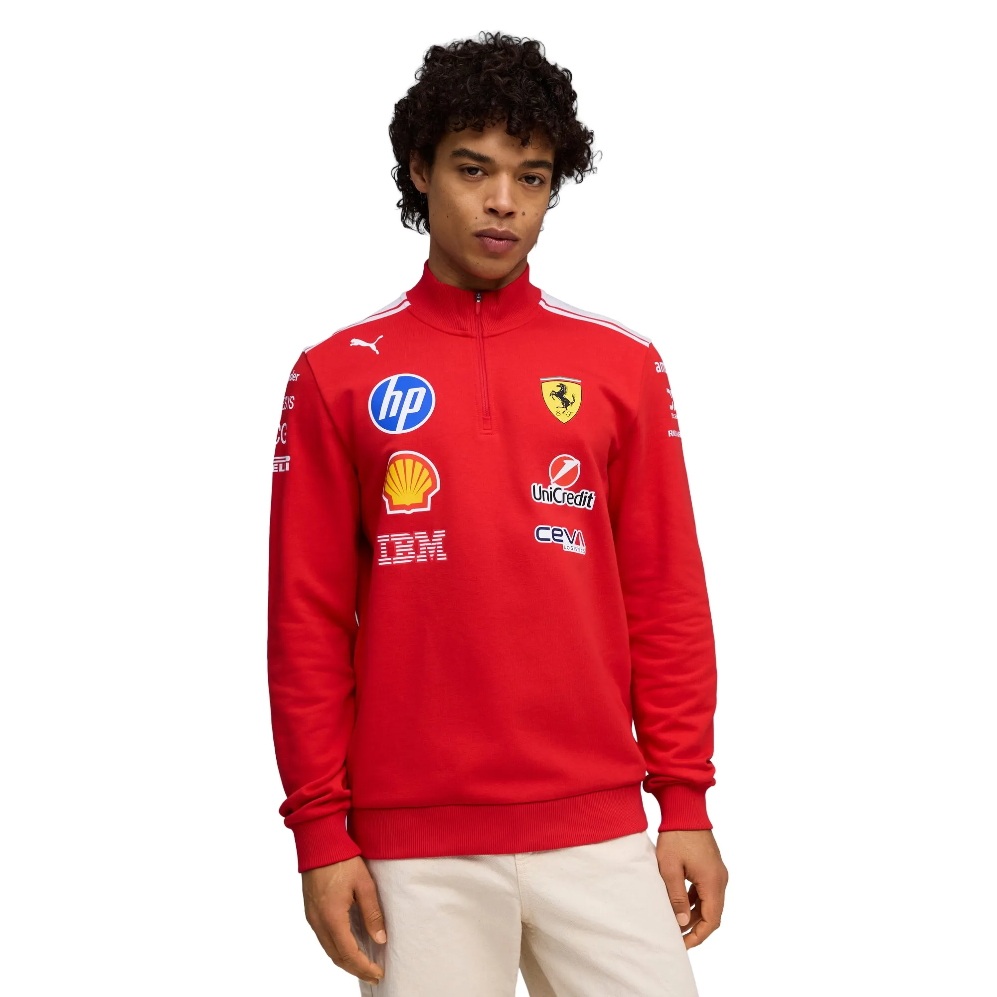 PUMA Scuderia Ferrari HP Replica T7 Half Zip Unisex in Red | Size Large