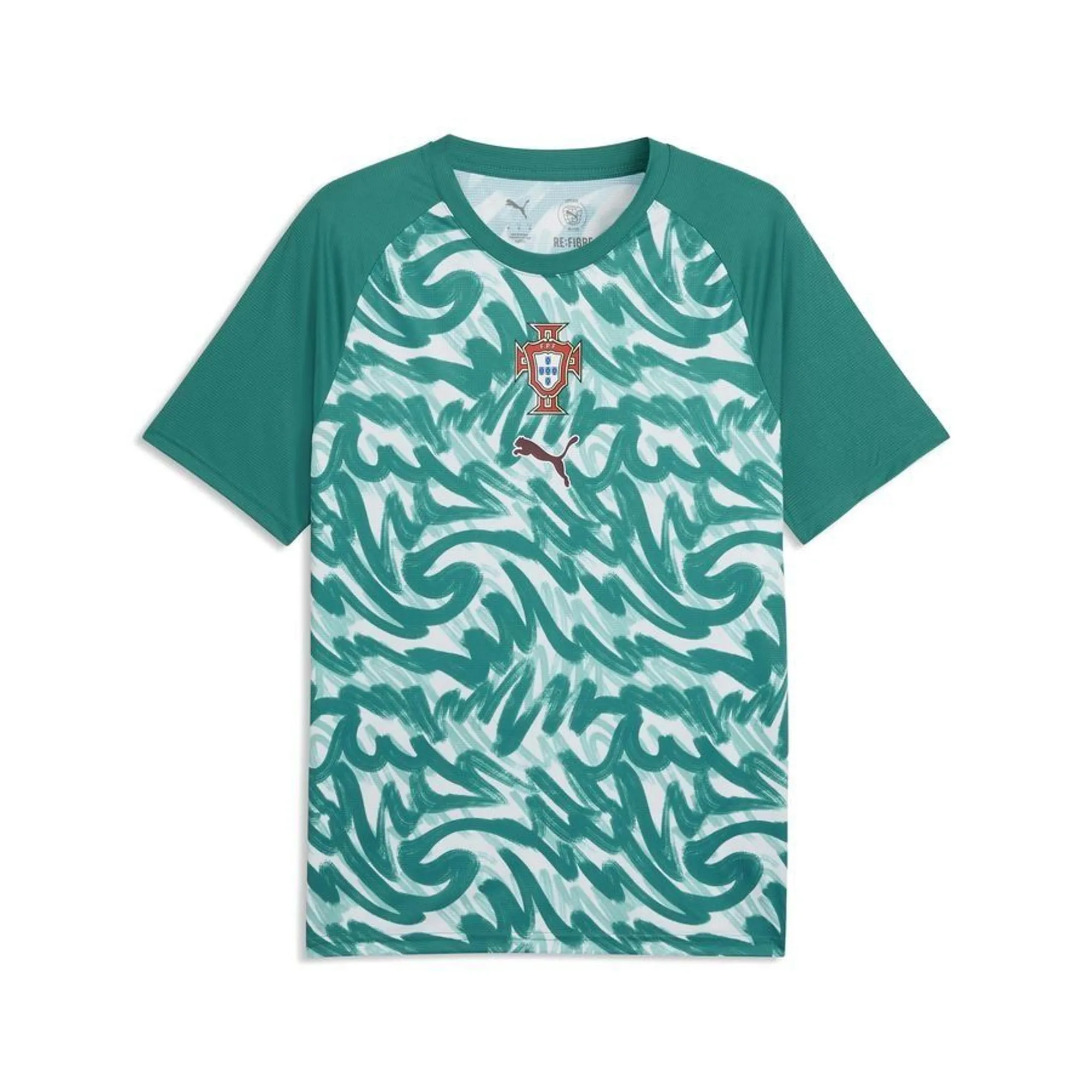 Puma Portugal 2026 Pre Match Shirt Green Lagoon Ruby Shimmer