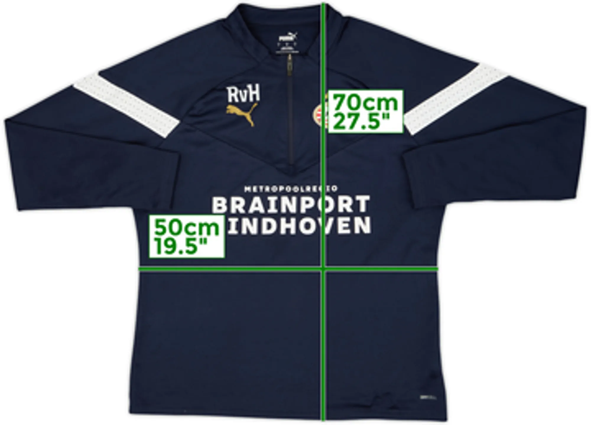 2021-22 PSV Staff Issue Puma 1/4 Zip Sweat Top RvH - 8/10 - (L)