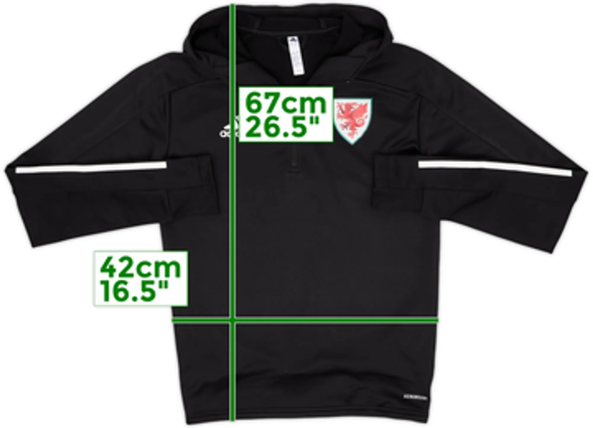 2020-21 Wales adidas Hooded 1/4 Zip Drill Top - 8/10 - (XS)
