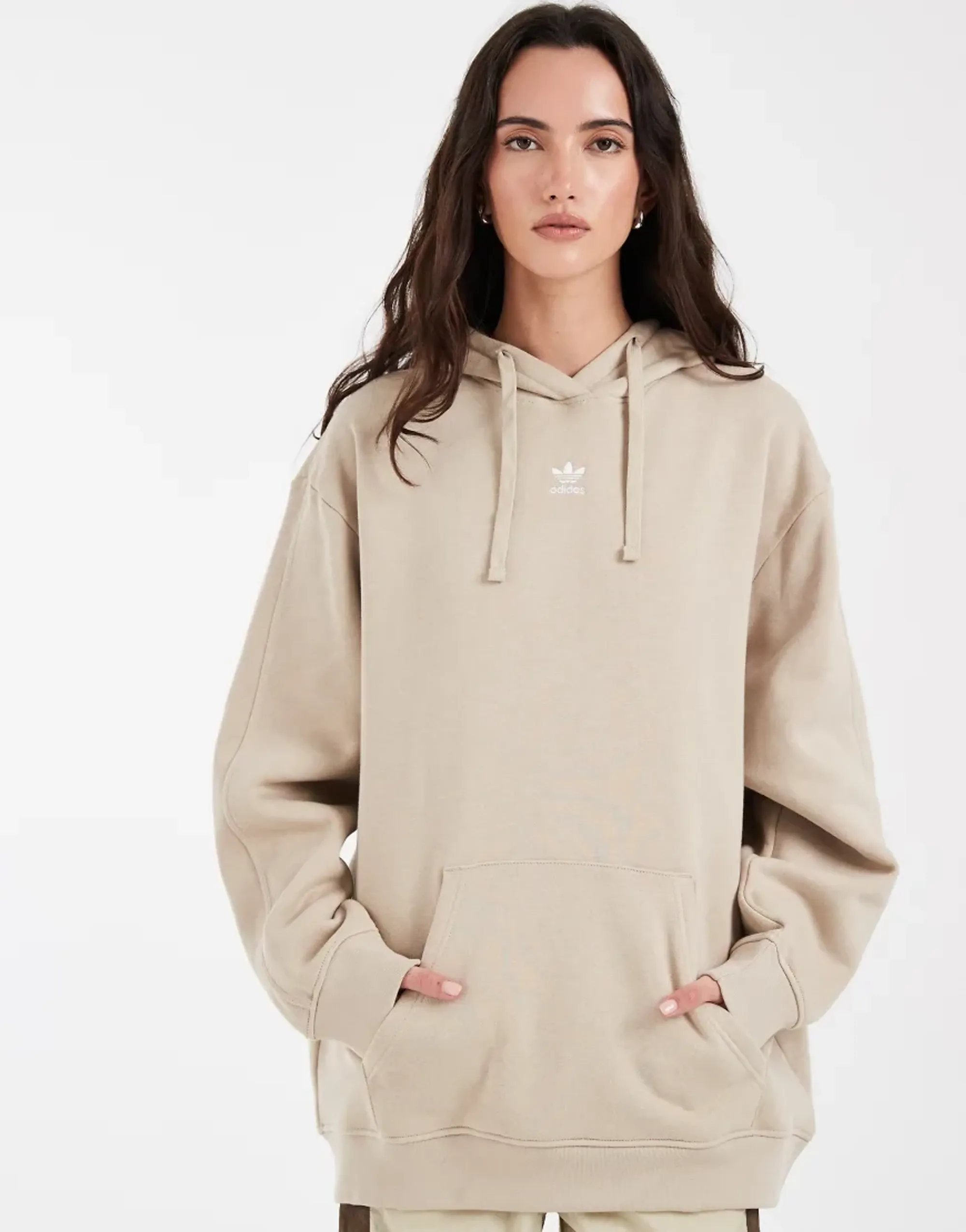 Adidas Originals Essential Oversized Hoodie In Stone-Neutral