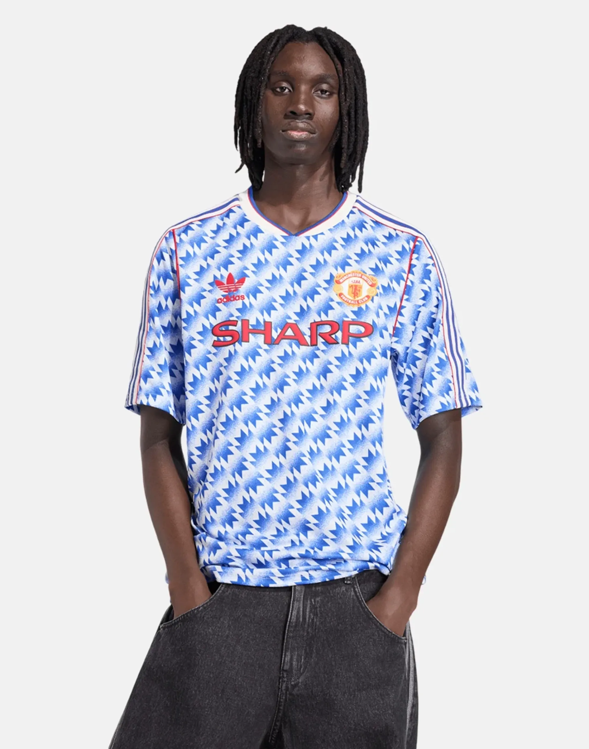 adidas Adults Manchester United Away Jersey 1990 Ss in Blue 