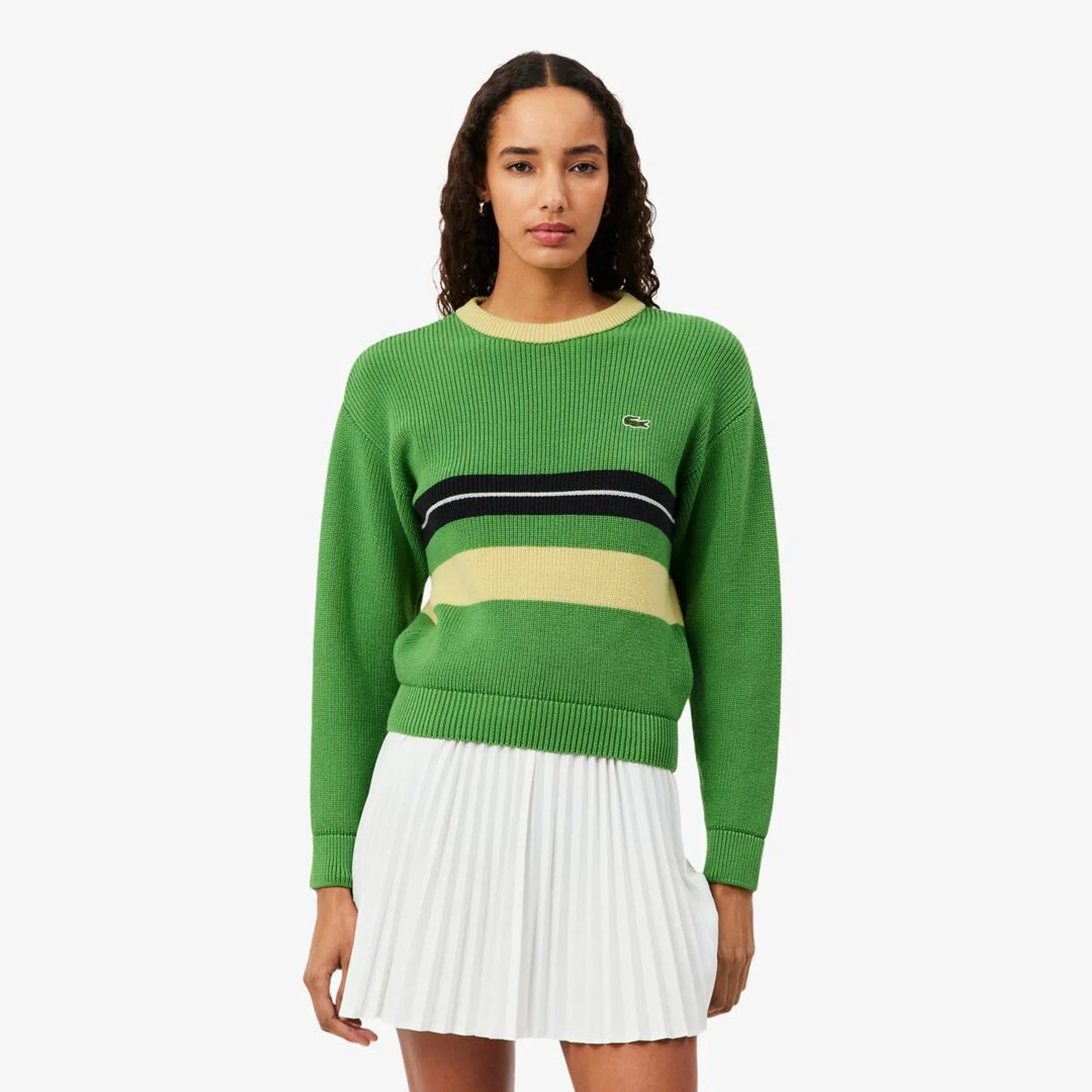 Lacoste French Made Archive Re-edition Cotton Blend Sweater - Vert / Jaune / Noir / Blanc
