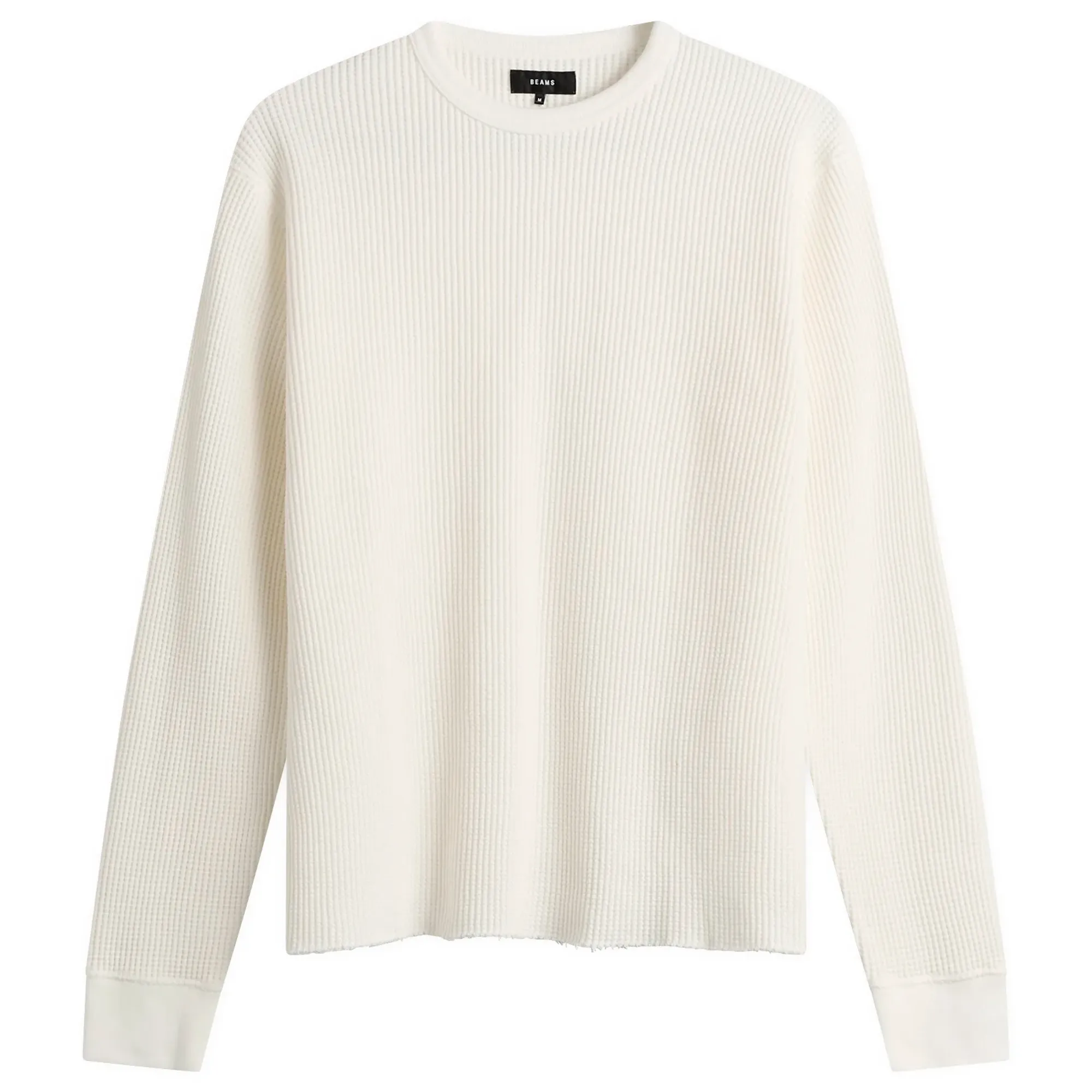 BEAMS Men's Thermal Long Sleeve T-Shirt White