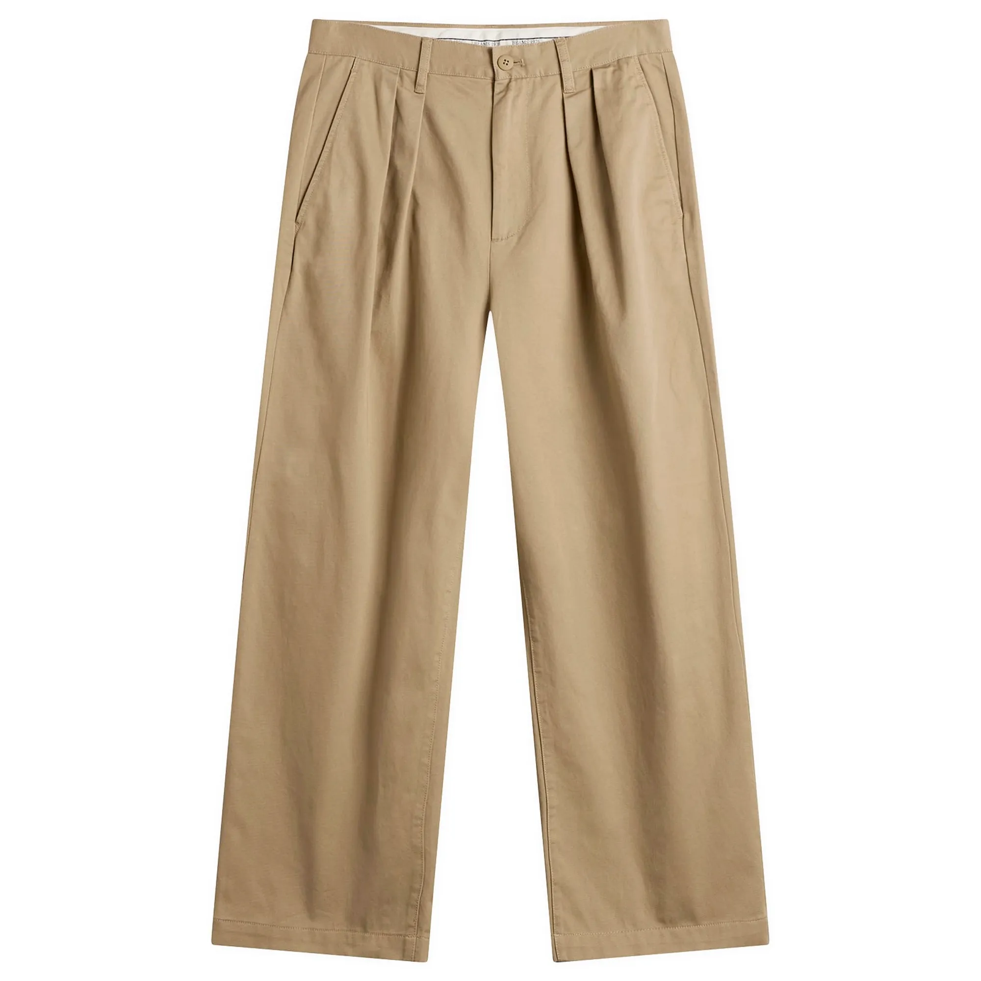 BEAMS Men's New Wide Pleated Chino Beige