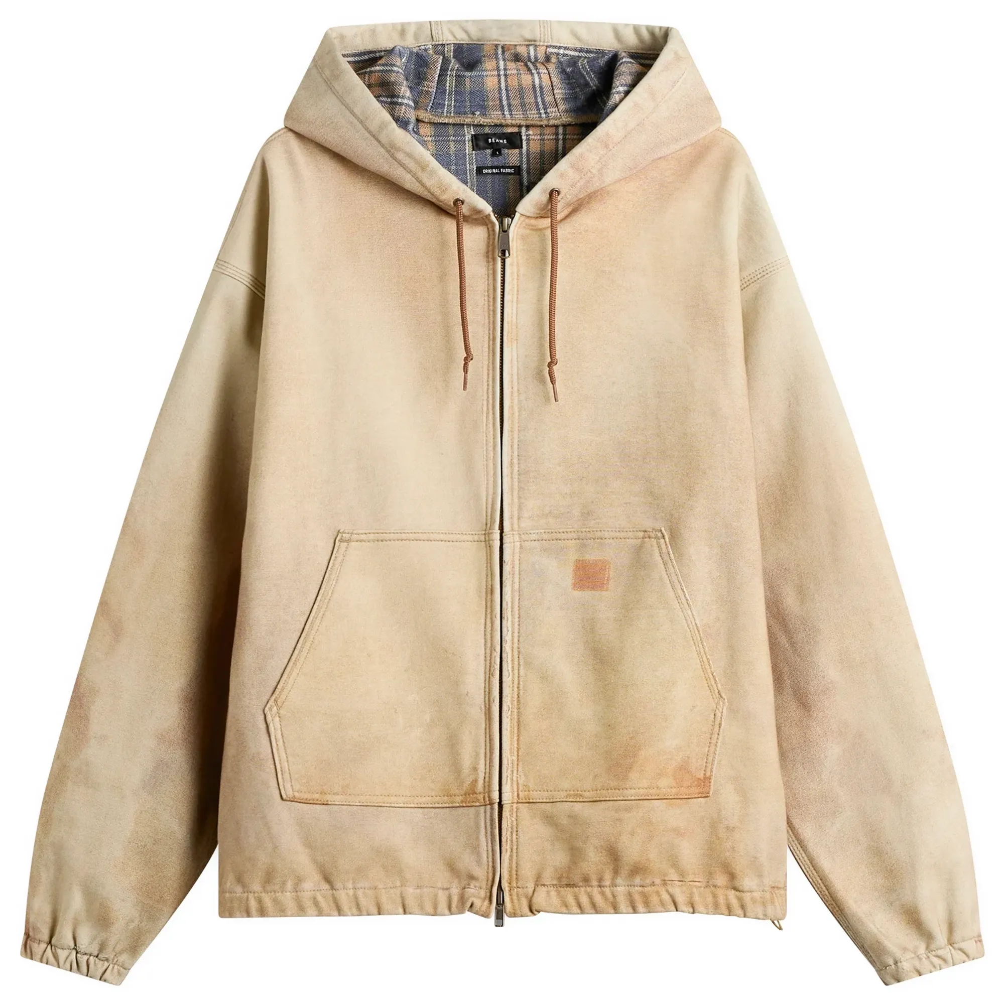 BEAMS Men's Digital Print Hooded Jacket Fade Beige