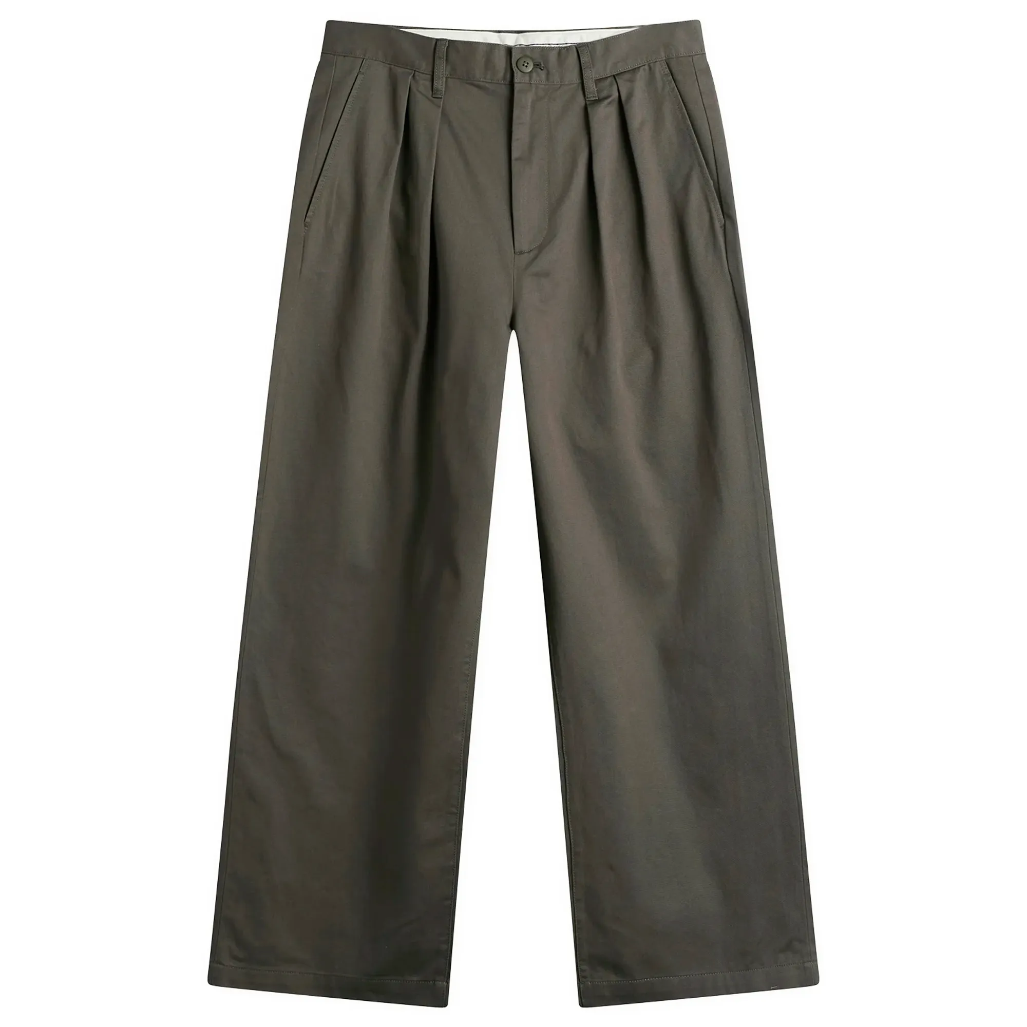 BEAMS Men's New Wide Pleated Chino Charcoal