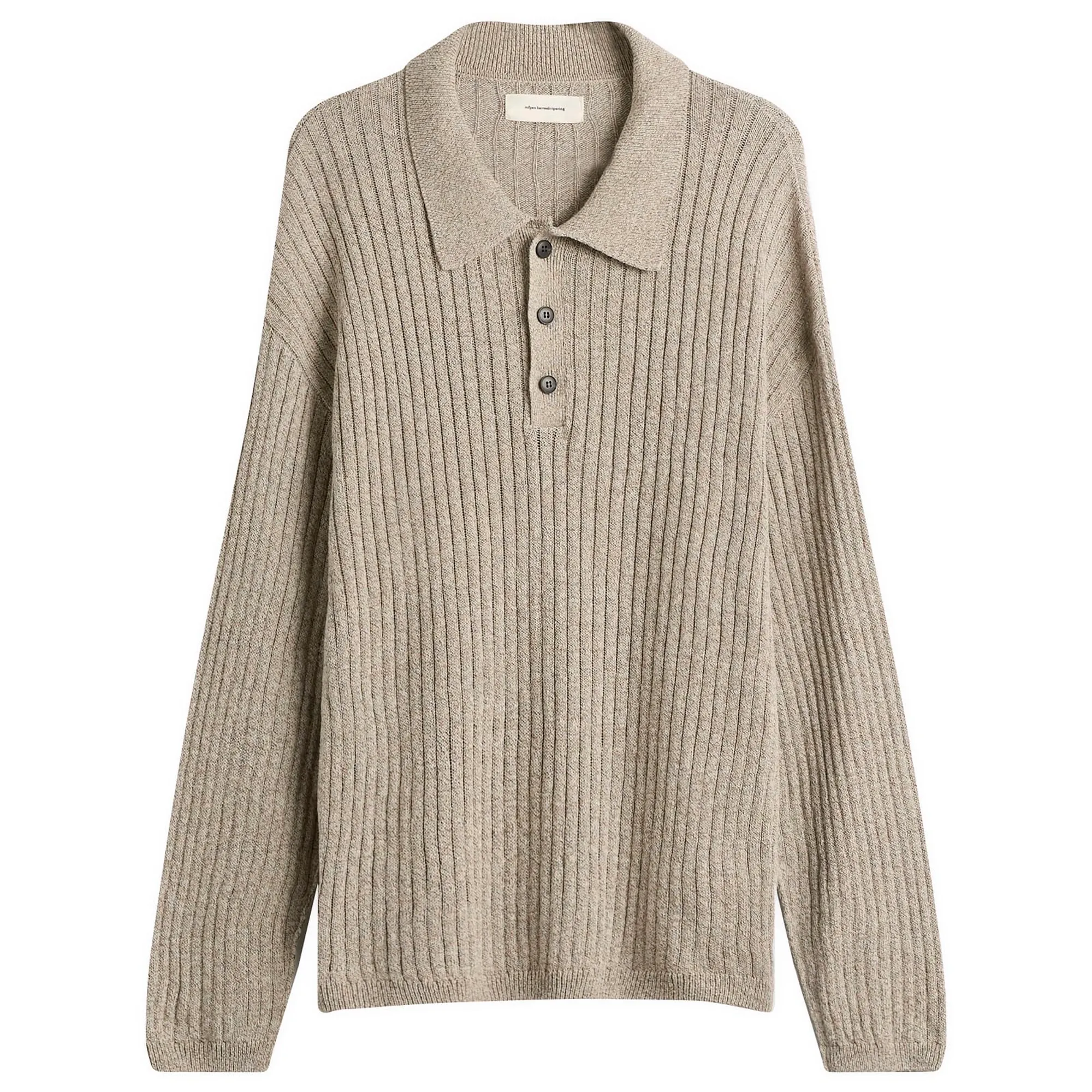 mfpen Men's Grain Digit Polo Knit Oatmeal