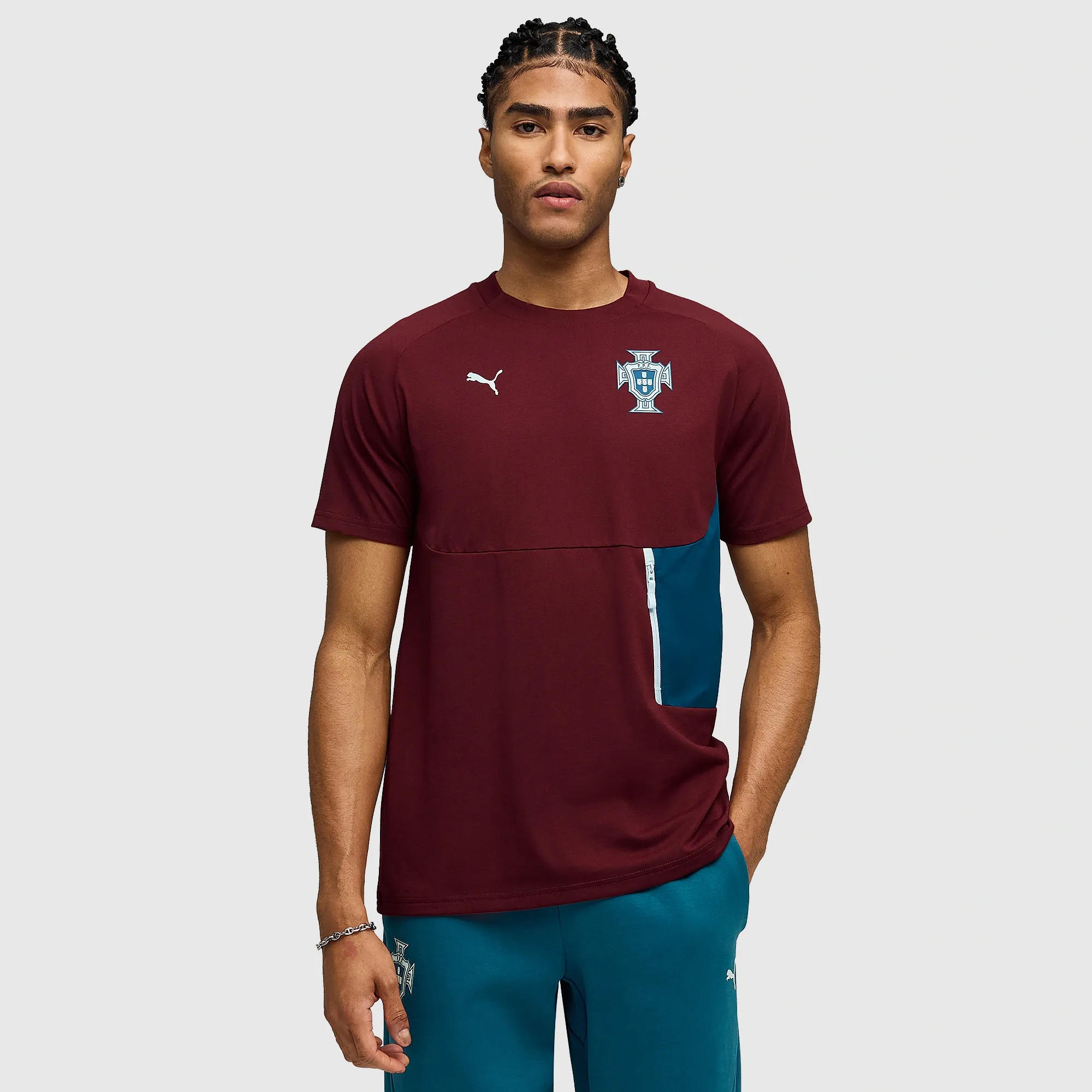 Puma Portugal 2026 PumaTECH T Shirt Ruby Shimmer Ocean Tropic