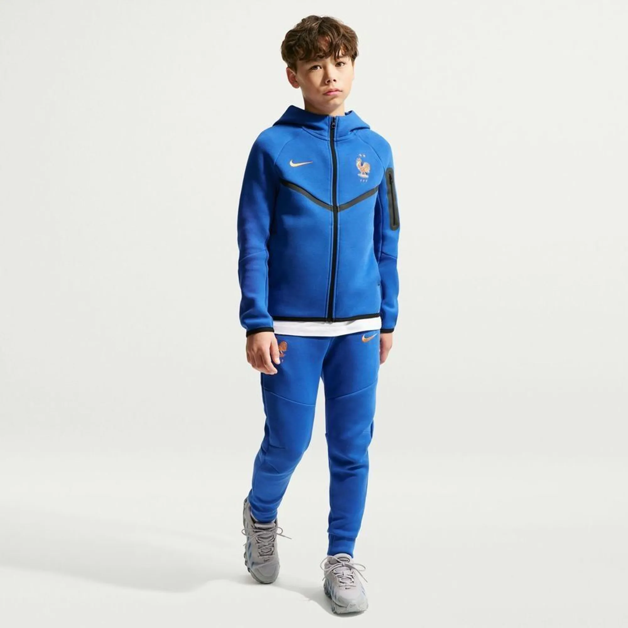 France Hoodie Nsw Tech Fleece Fz World Cup 2026 - Game Royal/Metallic Copper Kids - ['Blue']