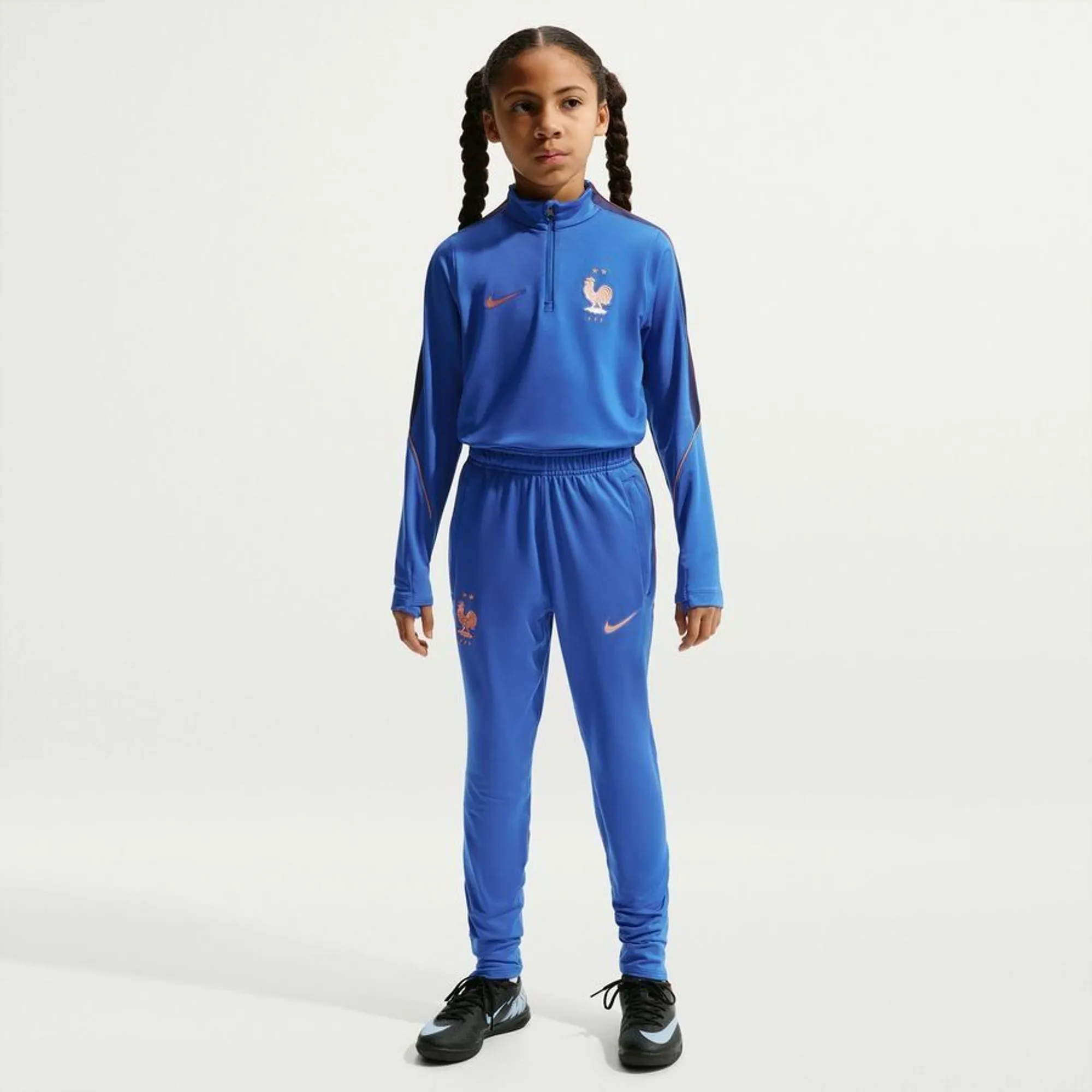 France Training Shirt Dri-Fit Strike Drill World Cup 2026 - Game Royal/Blackened Blue/Metallic Copper Kids - ['Blue']