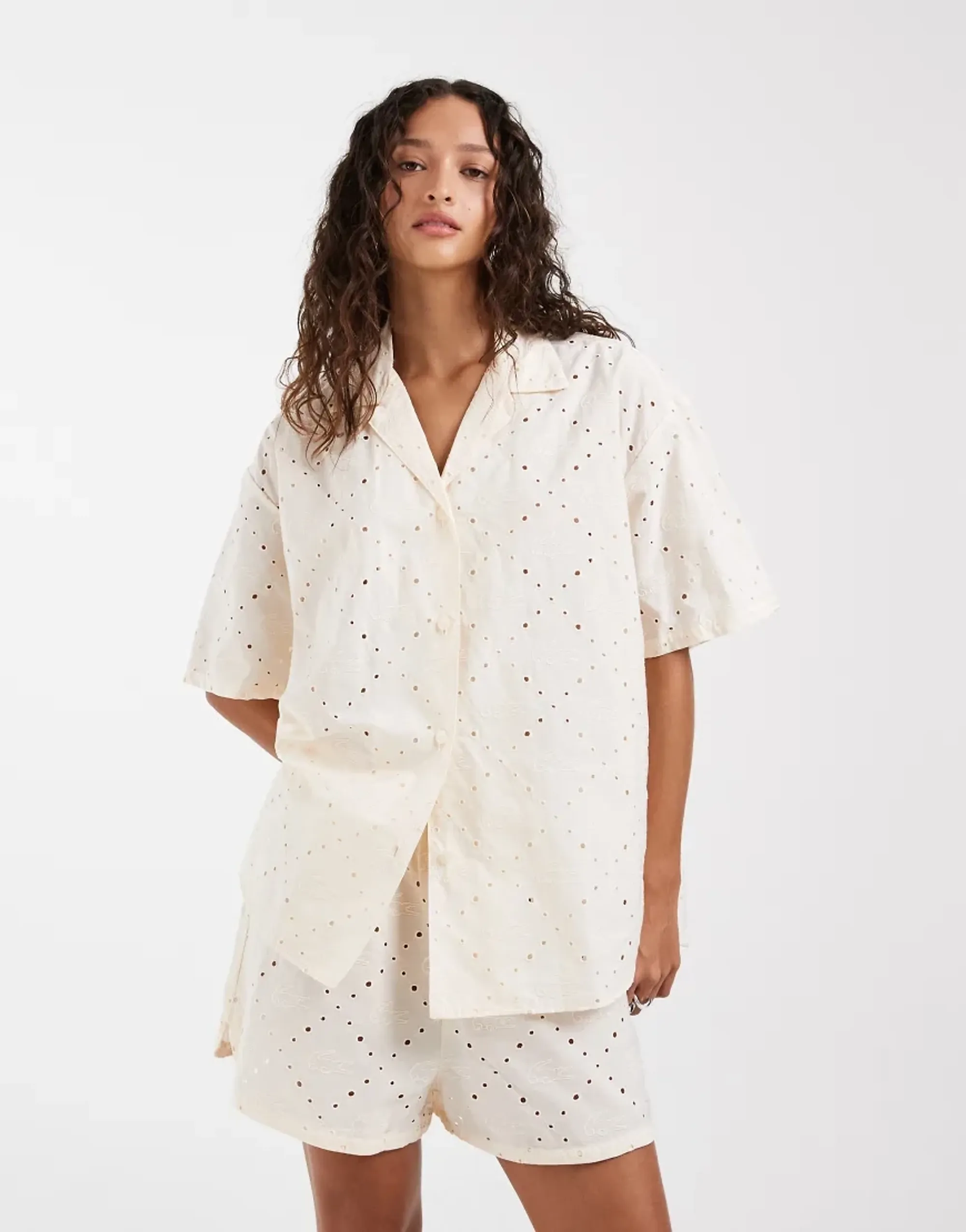 Lacoste Cotton Pajama Set - Beige