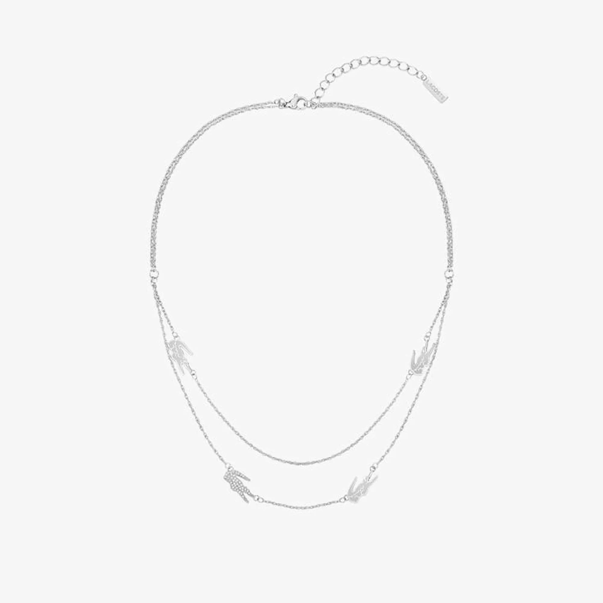 Lacoste Crocodile Necklace - Silver