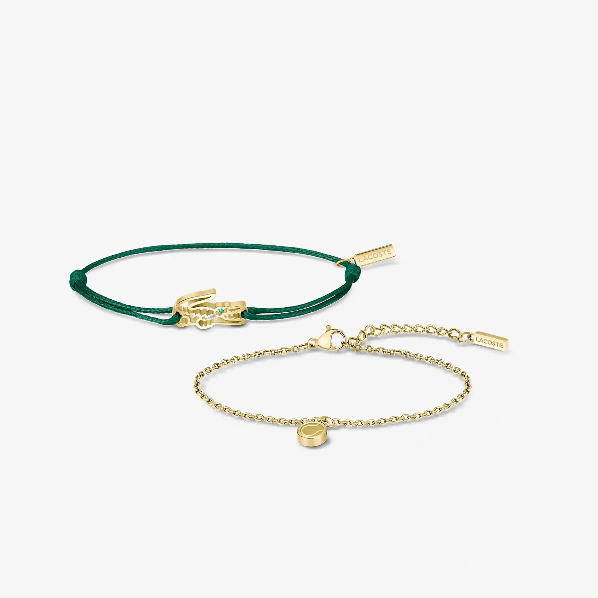 Lacoste Crocodile Bracelets Gift Set - Gold / Green