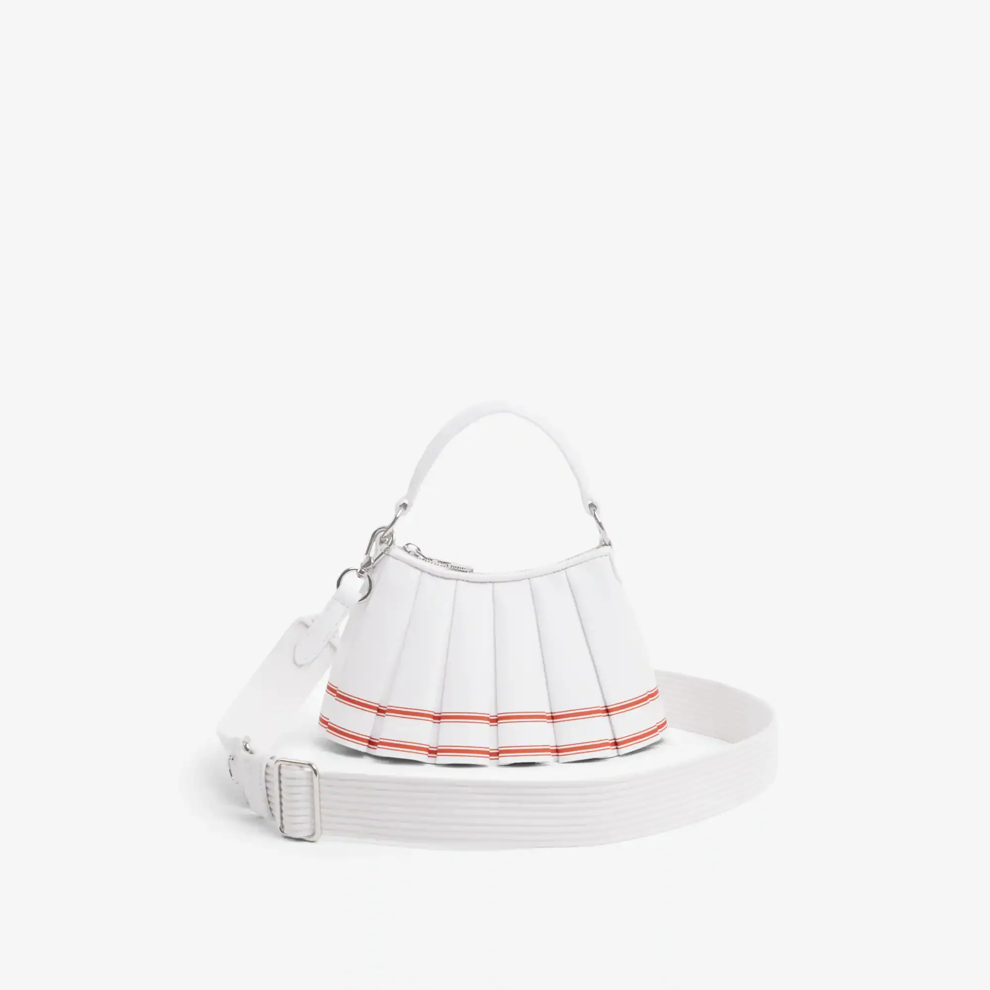 Lacoste Runway Mini Lenglen Striped Leather Bag - Orangine St White