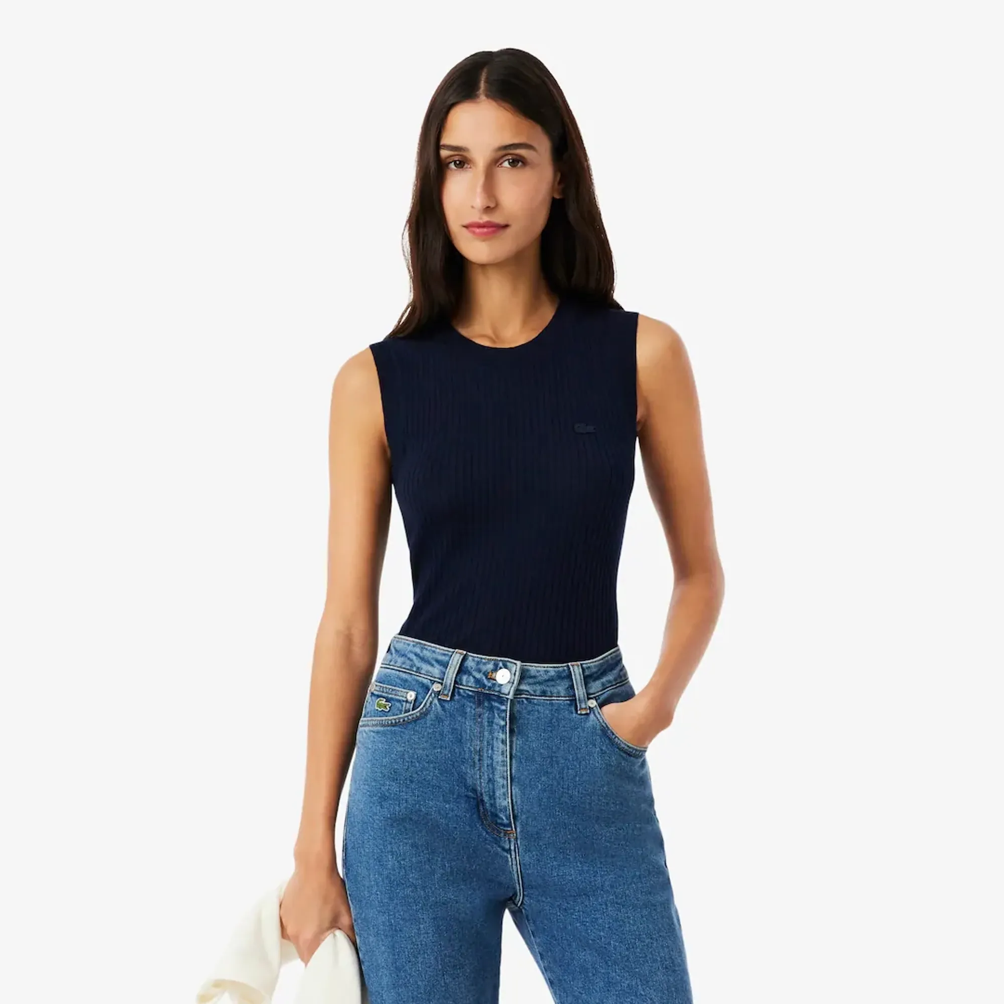 Lacoste Merino Wool 3D Knit Sleeveless Sweater - Midnight Blue