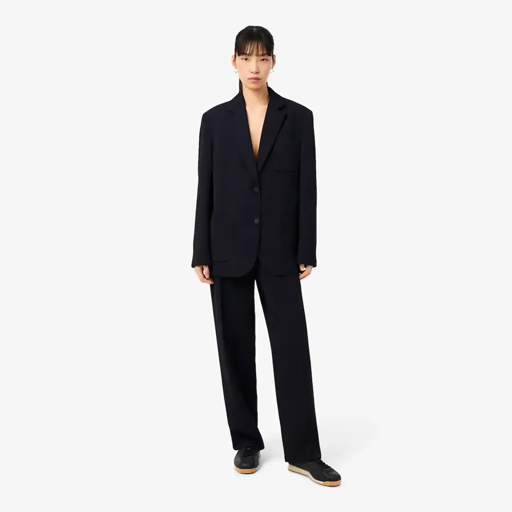 Lacoste Oversized Fluid Piqué Suit Pants - Navy Blue