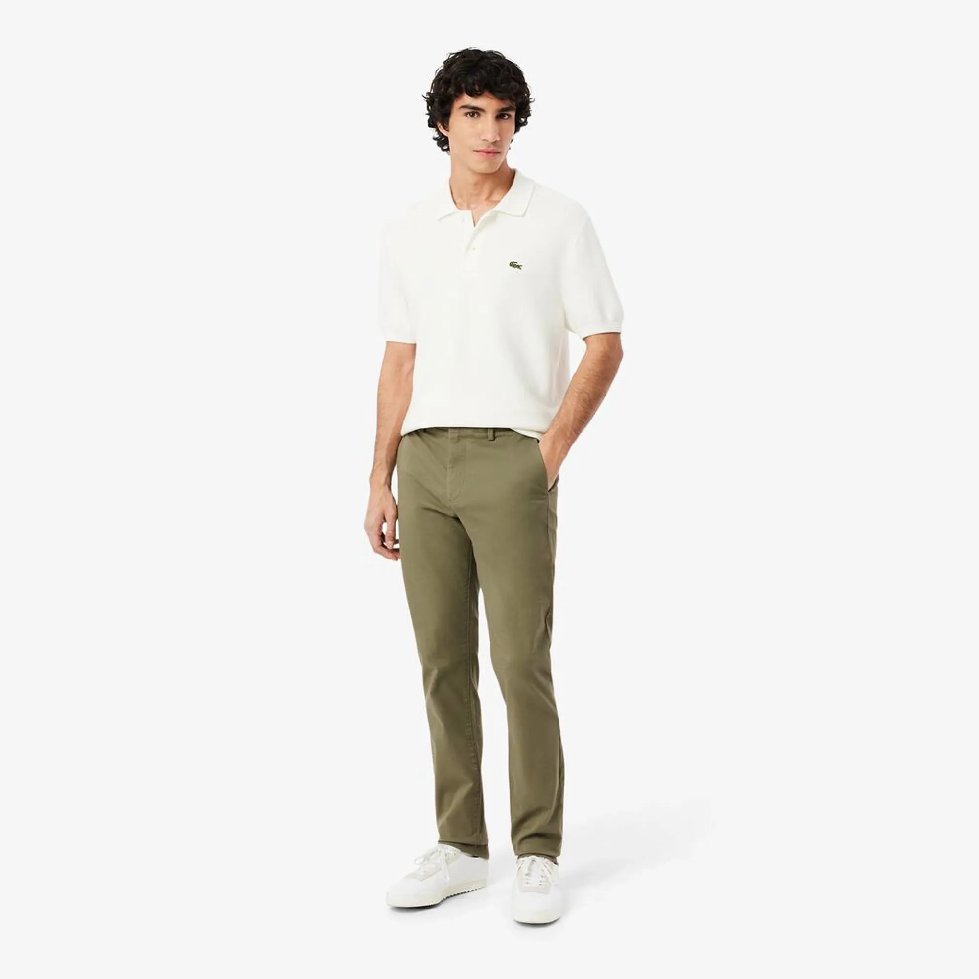Lacoste Slim Fit Stretch Twill Chino Pants - Khaki Green