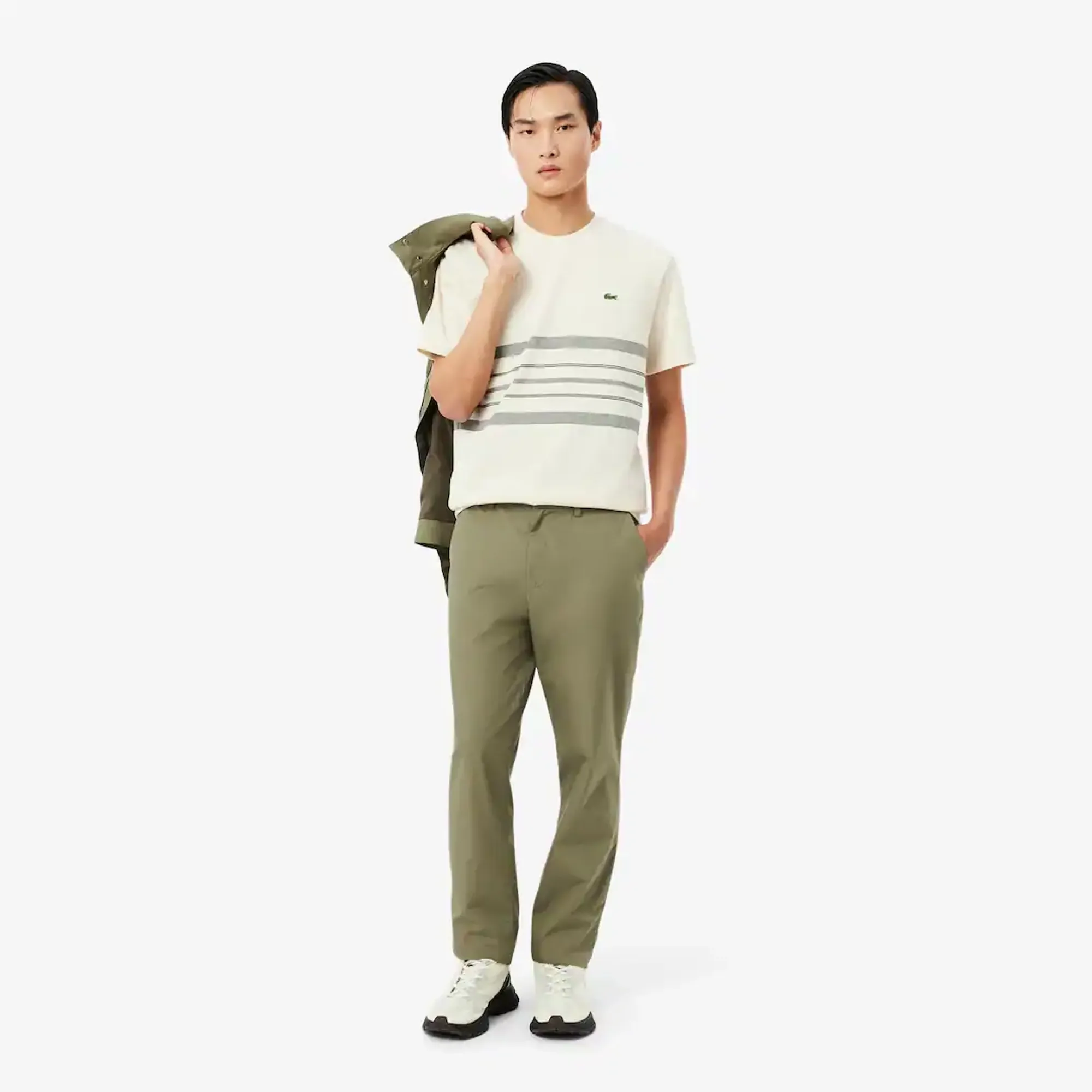 Lacoste Regular Fit Cotton Twill Chino Pants - Khaki Green