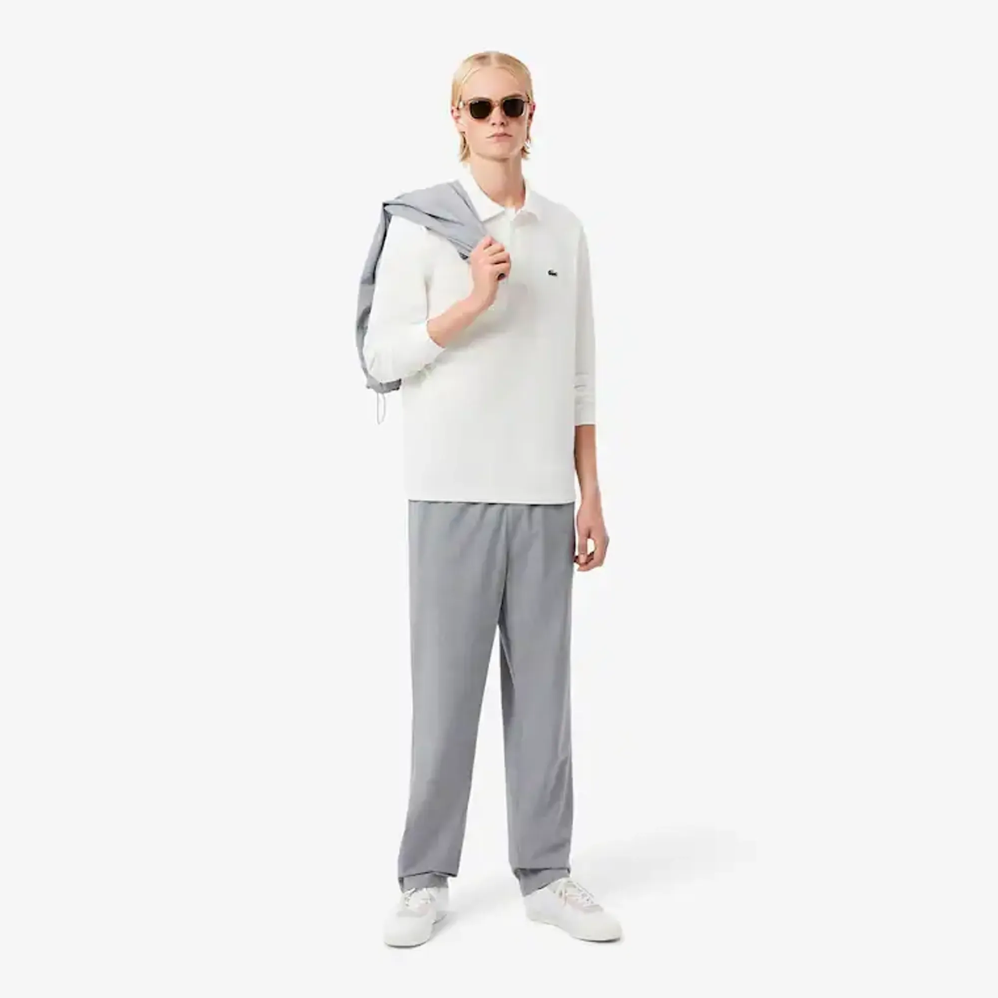 Lacoste Regular Fit Wool Flannel Chino Pants - Light Grey