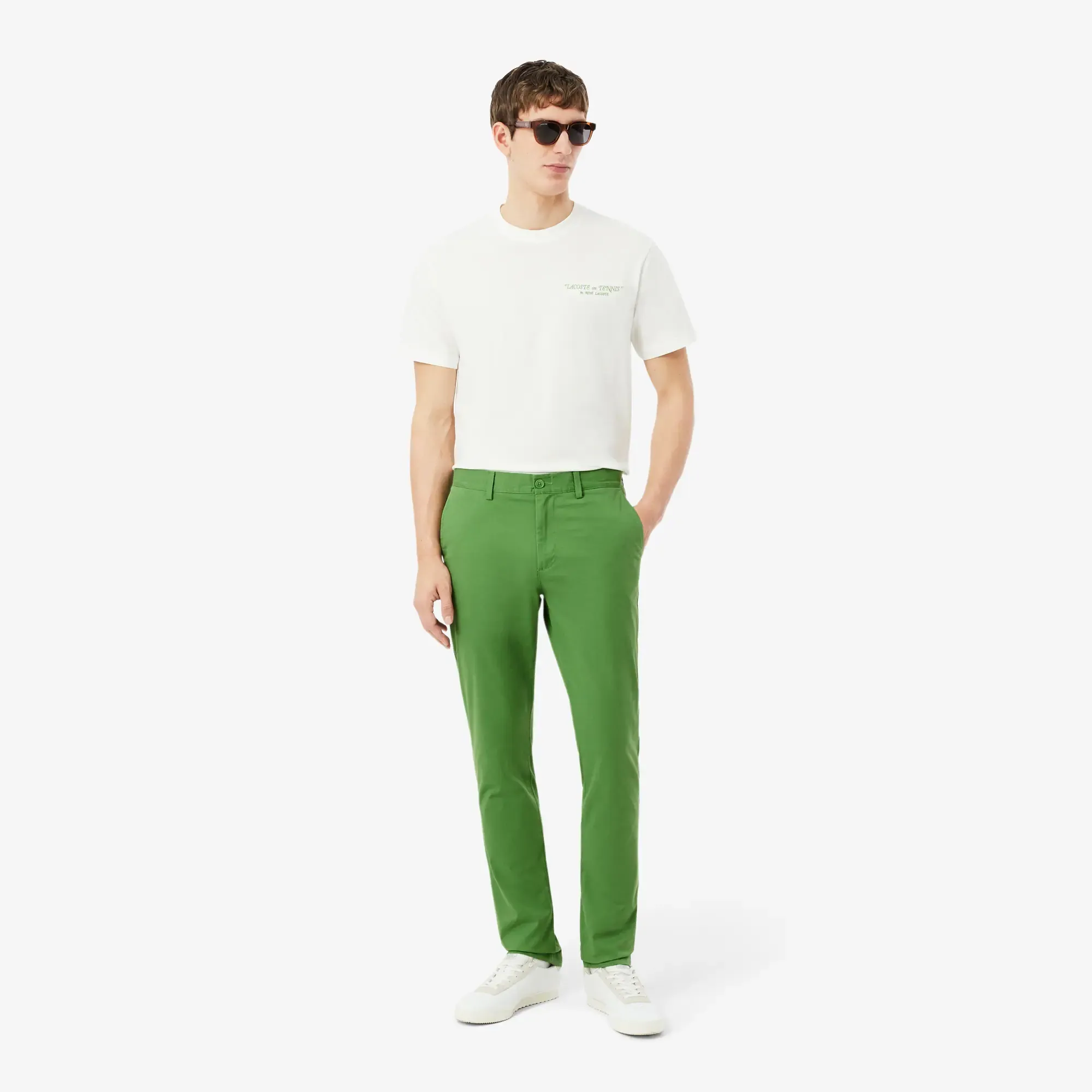 Lacoste Slim Fit Stretch Twill Chino Pants - Lime Green